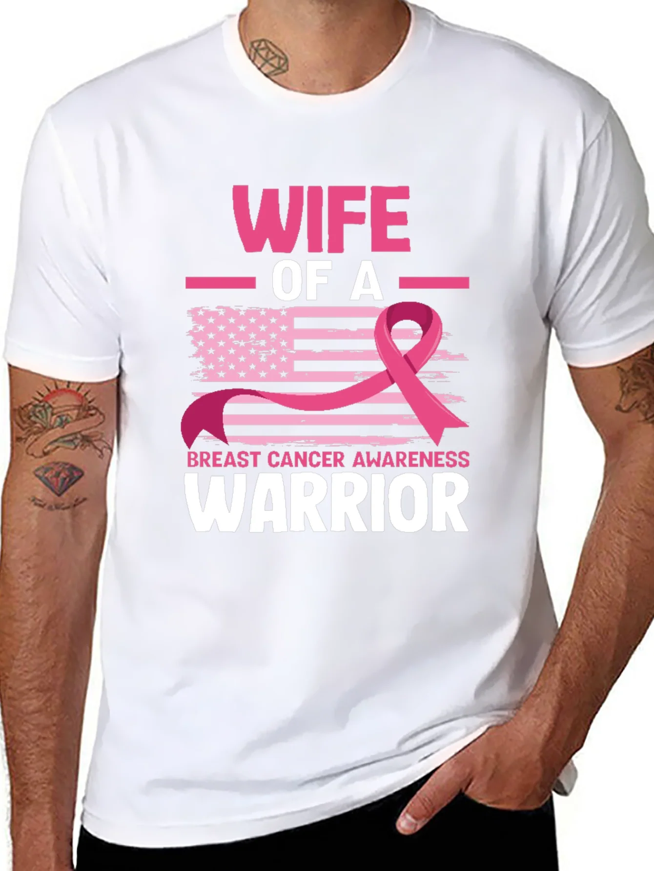 Wife of a Warrior Breast Cancer Awareness T-Shirt