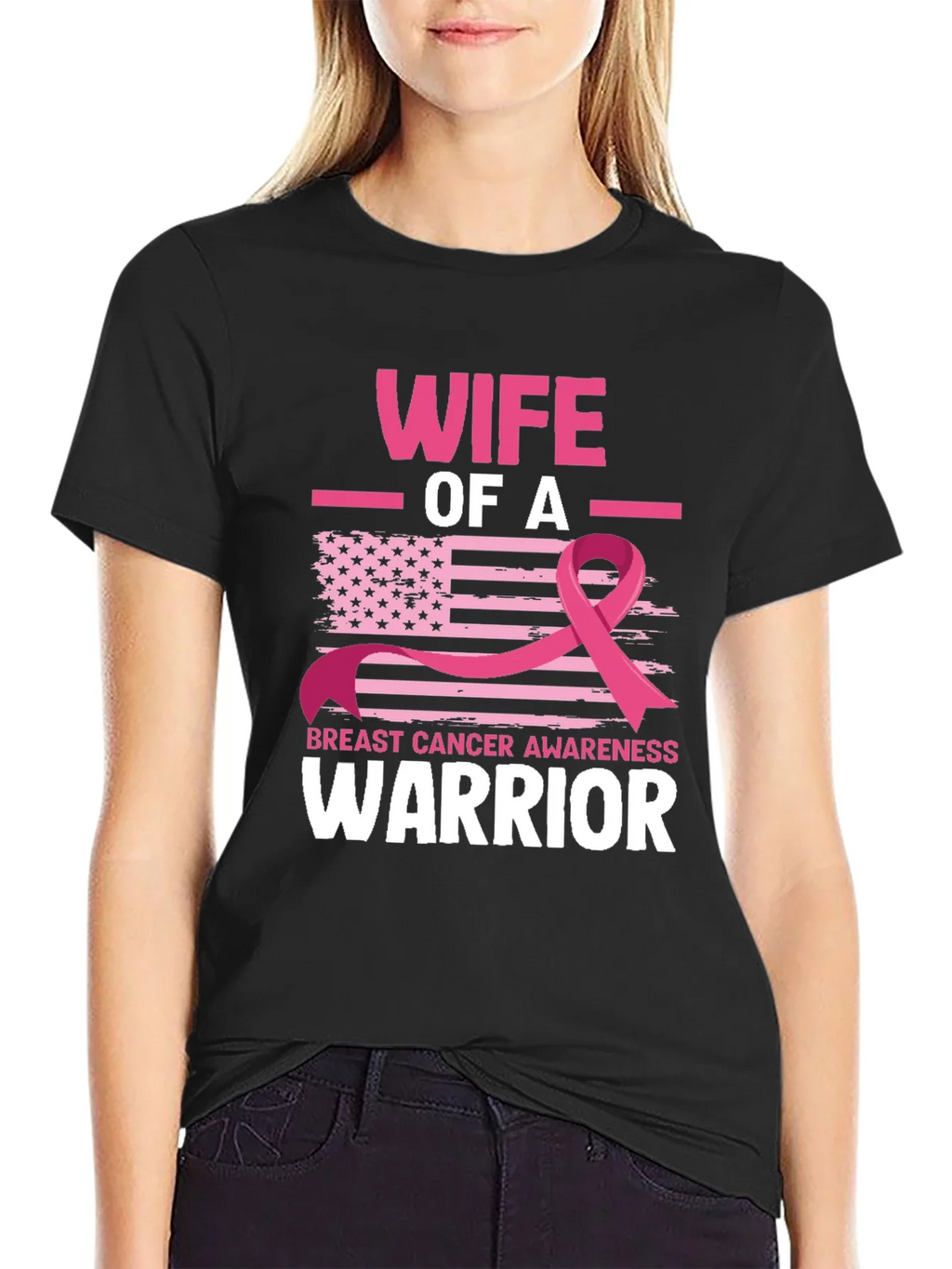 Wife of a Warrior Breast Cancer Awareness T-Shirt