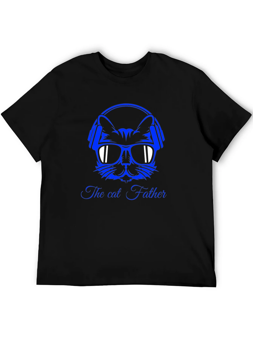 Cool Cat Father Graphic T-Shirt - Black