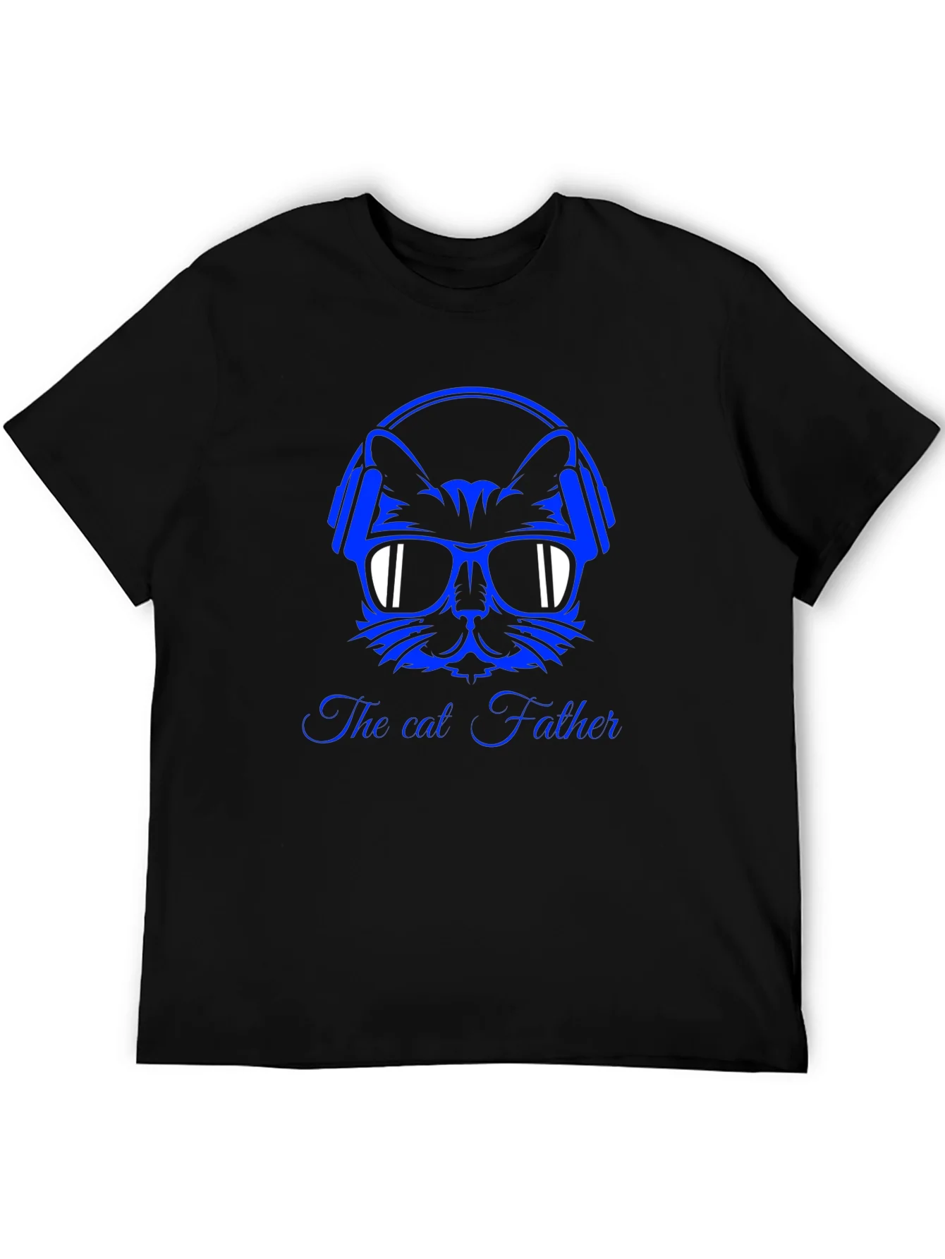 Cool Cat Father Graphic T-Shirt - Black