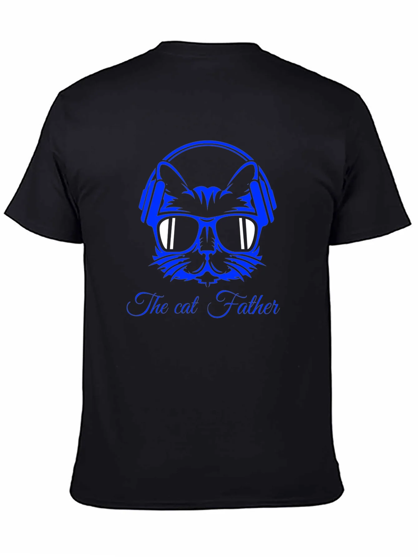 Cool Cat Father Graphic T-Shirt - Black