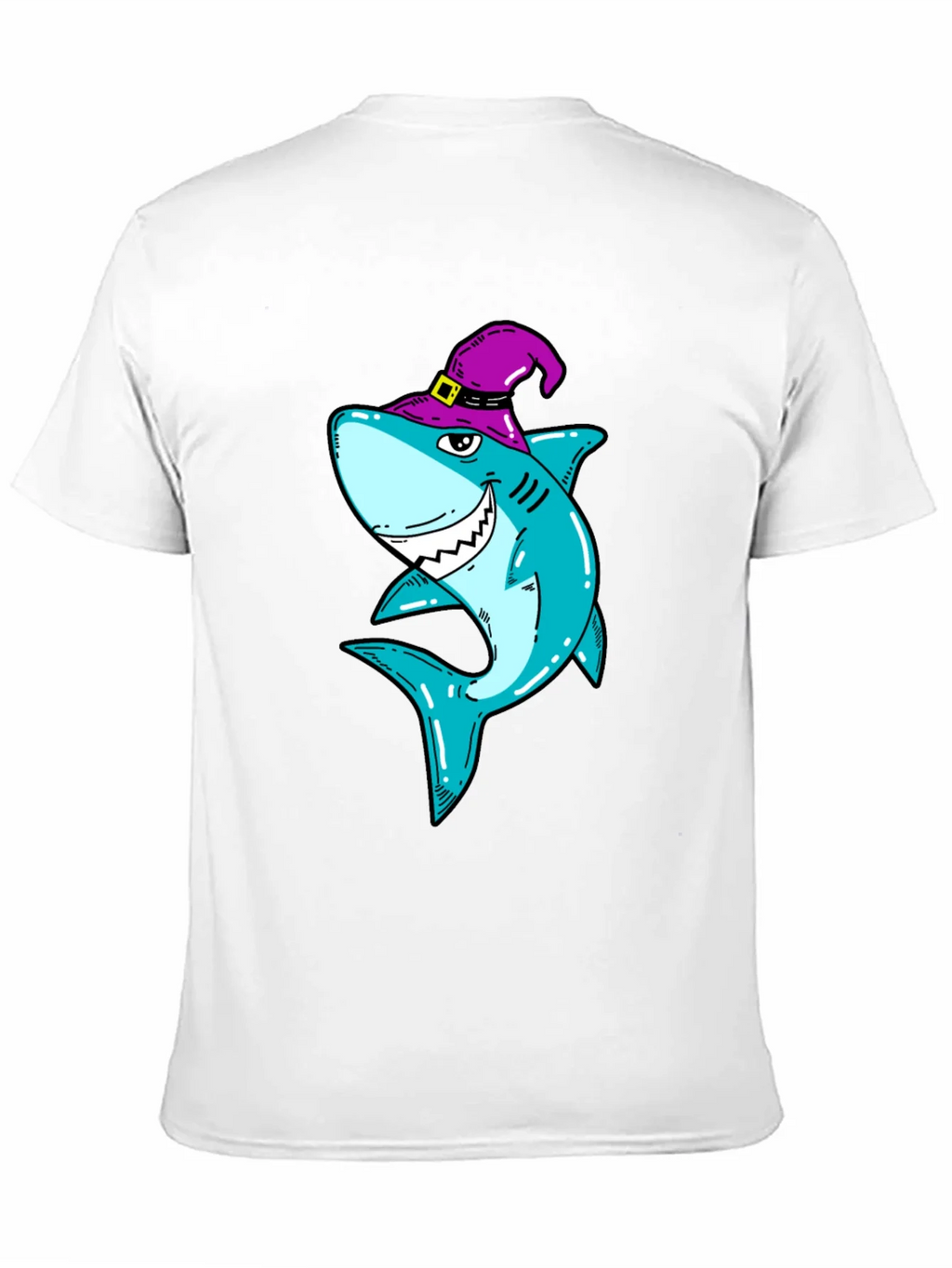 Spooky Shark Halloween T-Shirt - Purple Witch Hat