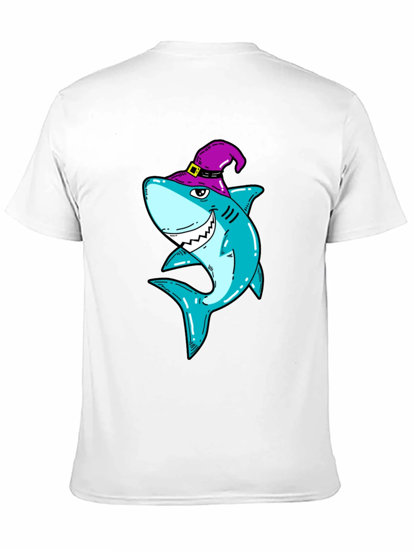 Spooky Shark Halloween T-Shirt - Purple Witch Hat