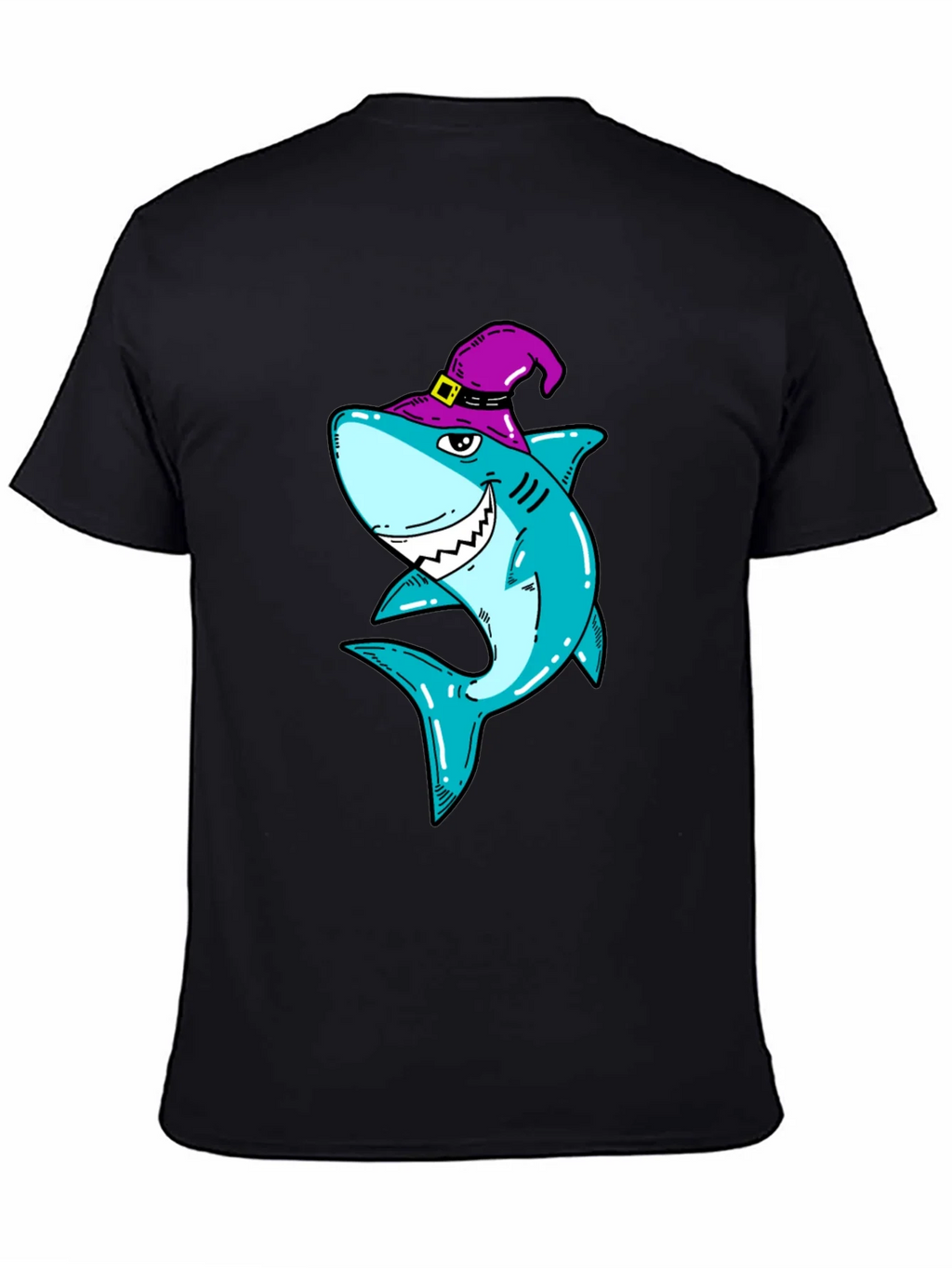 Spooky Shark Halloween T-Shirt - Purple Witch Hat