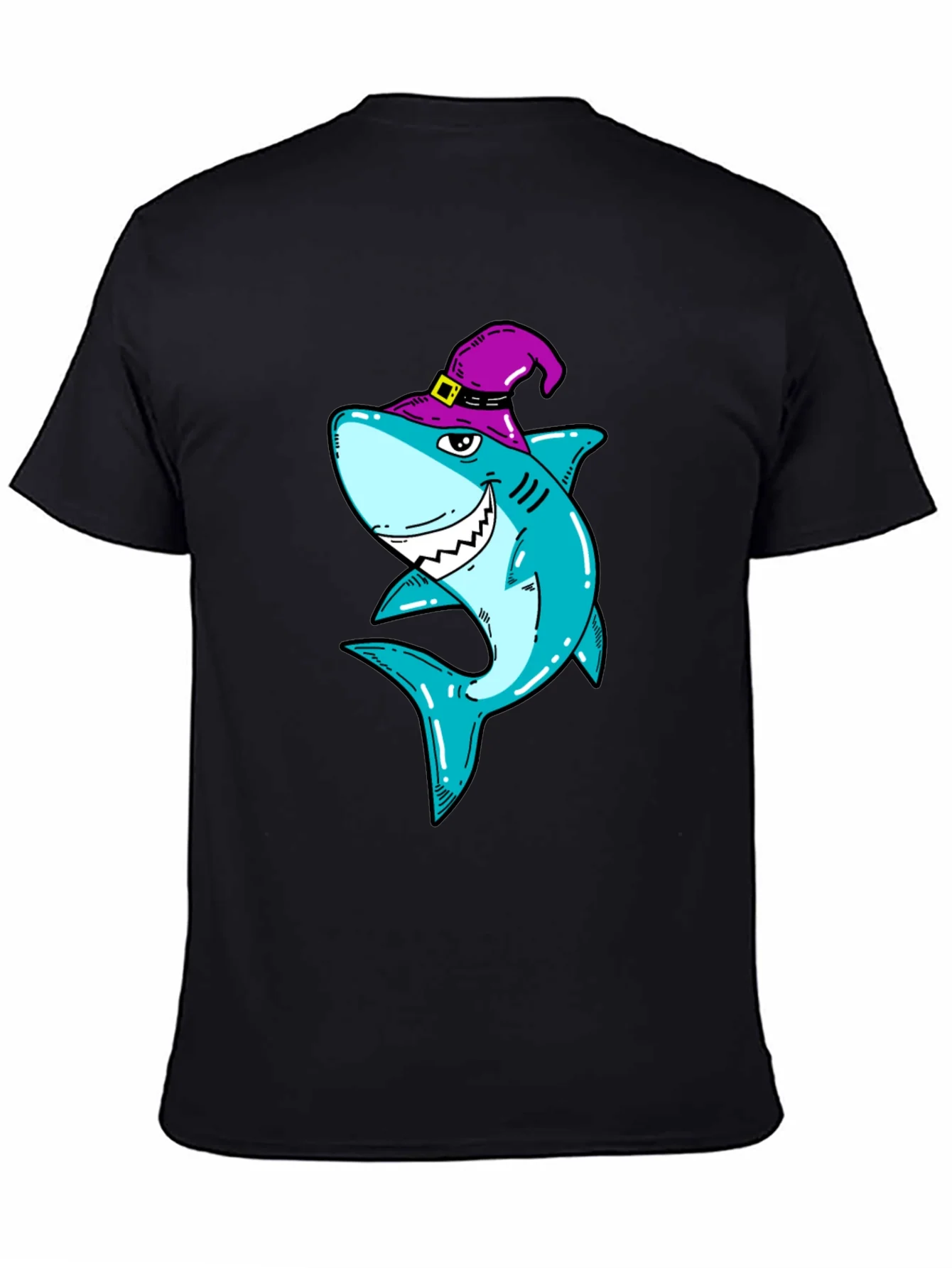 Spooky Shark Halloween T-Shirt - Purple Witch Hat