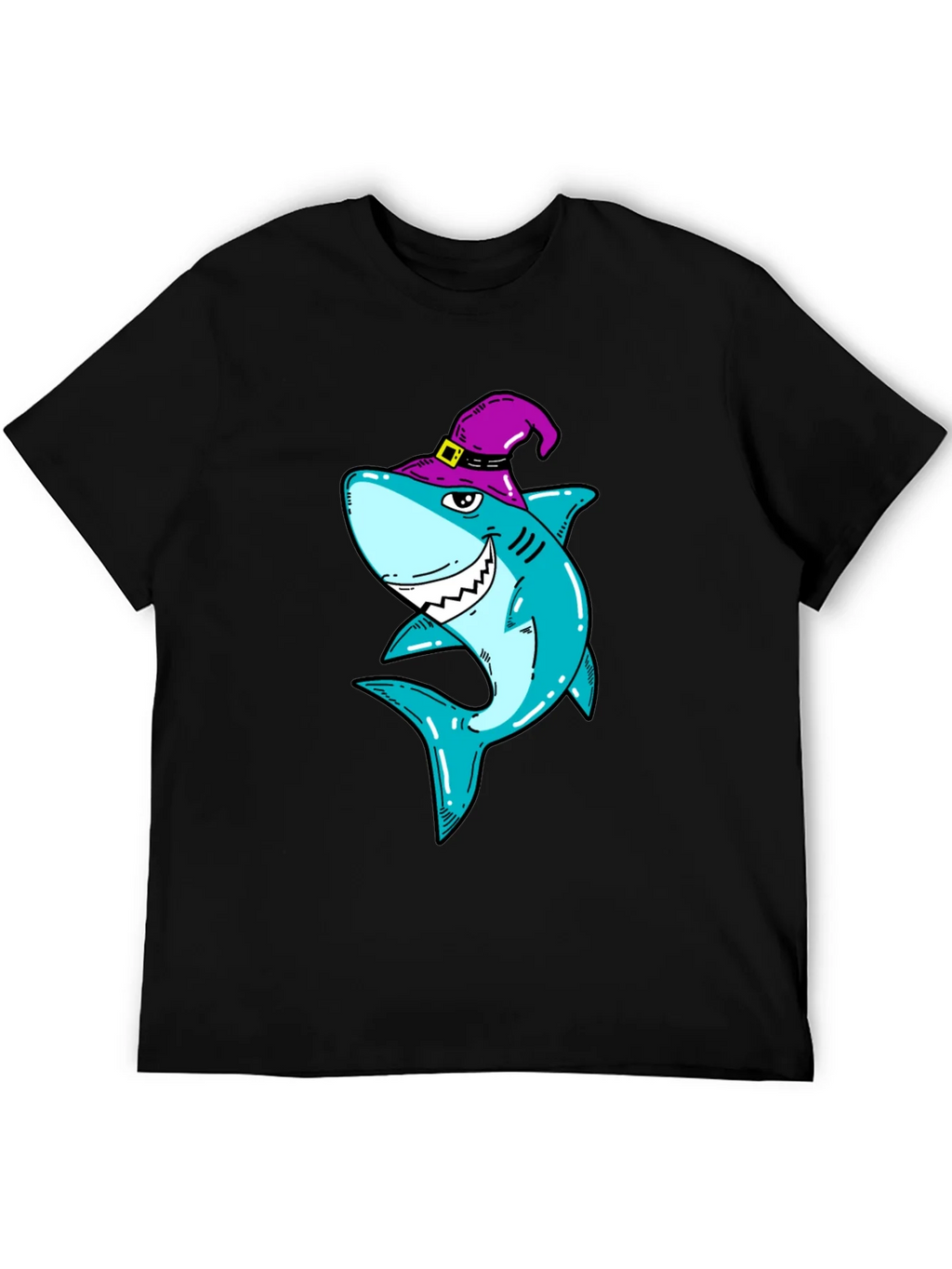 Spooky Shark Halloween T-Shirt - Purple Witch Hat