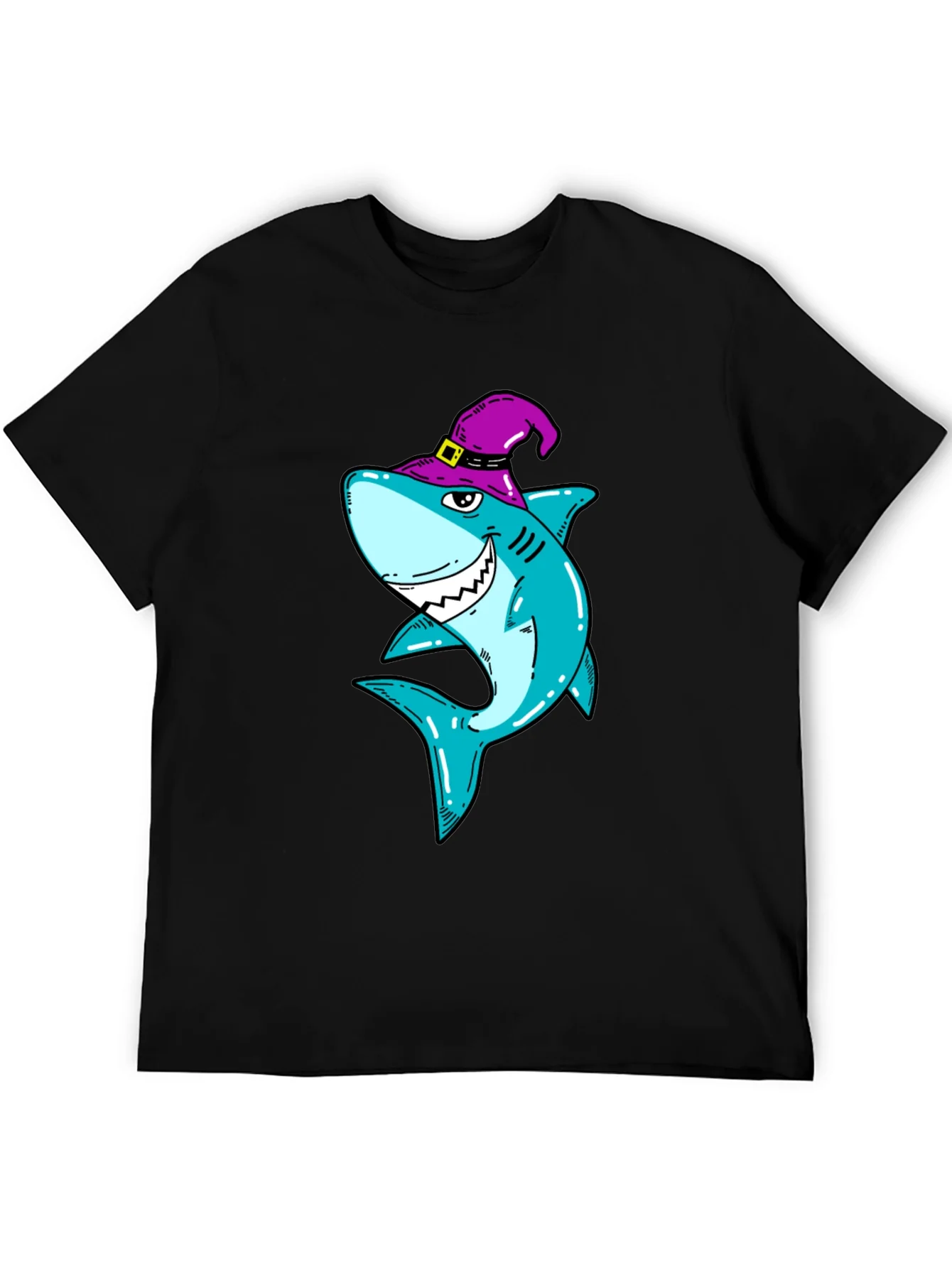Spooky Shark Halloween T-Shirt - Purple Witch Hat