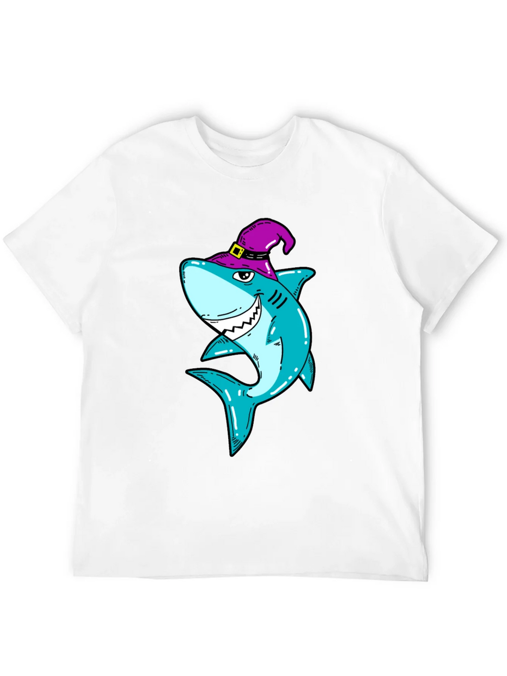 Spooky Shark Halloween T-Shirt - Purple Witch Hat