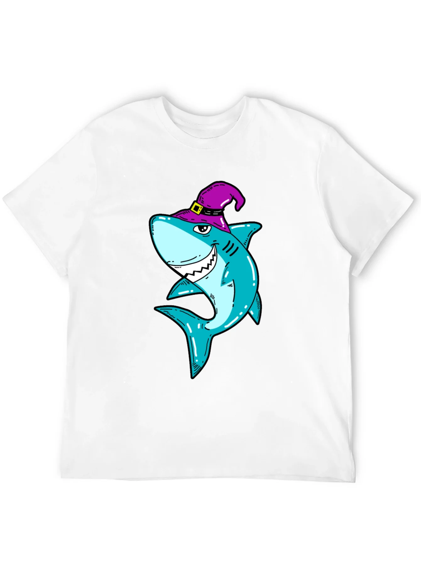 Spooky Shark Halloween T-Shirt - Purple Witch Hat