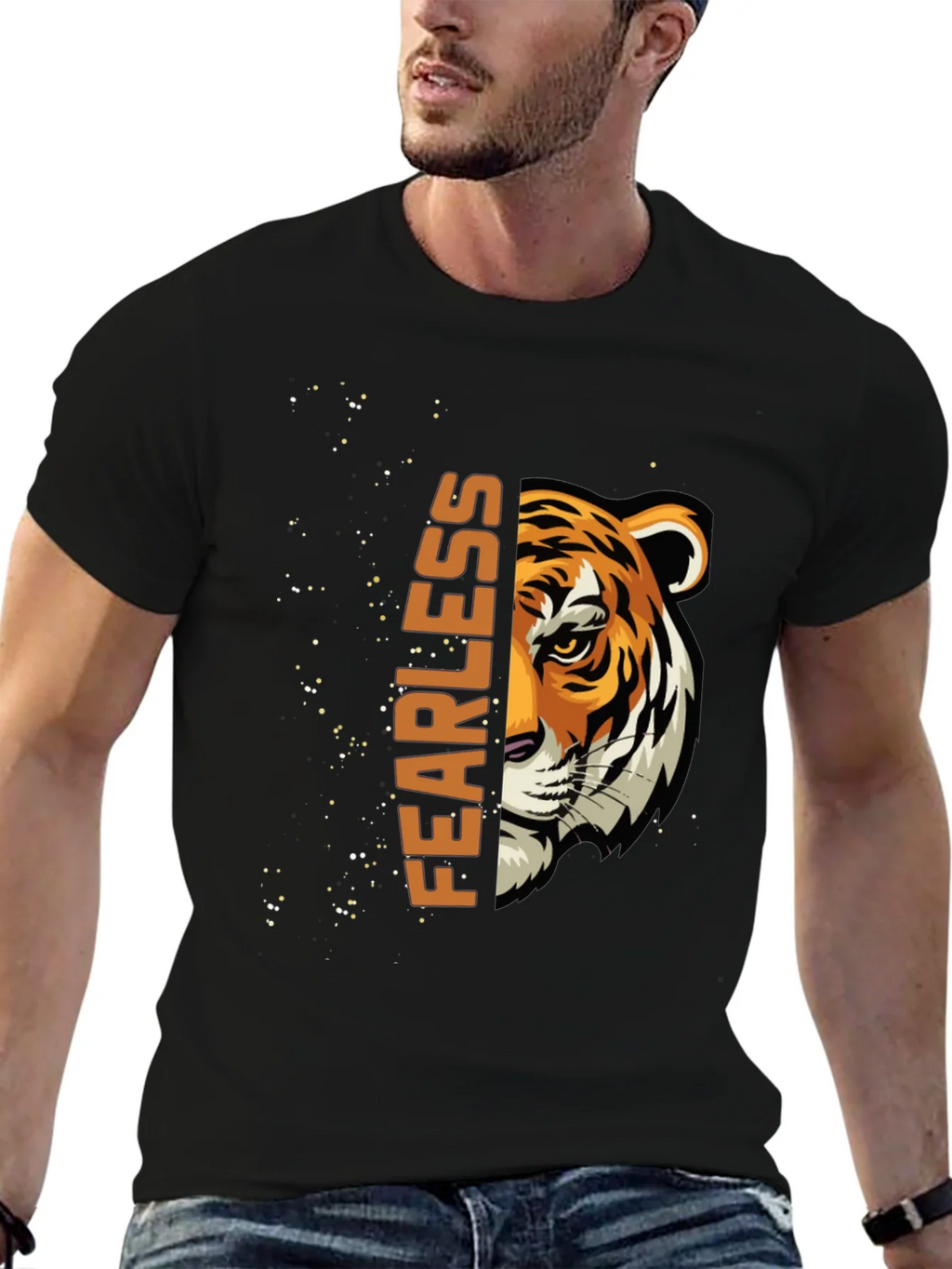 Fearless Tiger Graphic T-Shirt - Black Cotton Tee