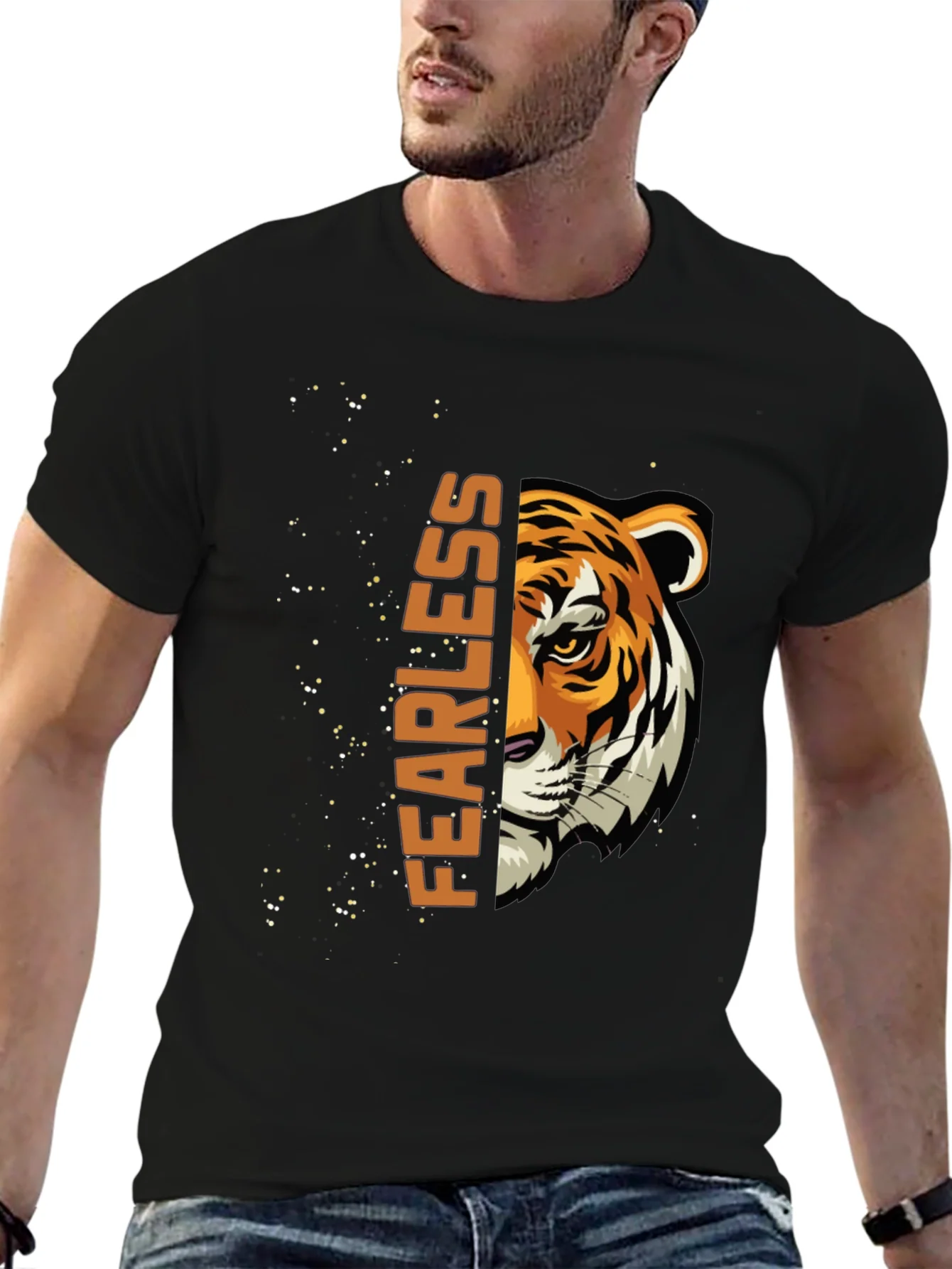 Fearless Tiger Graphic T-Shirt - Black Cotton Tee