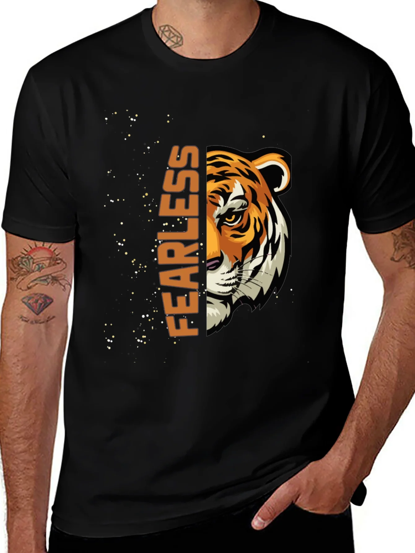 Fearless Tiger Graphic T-Shirt - Black Cotton Tee