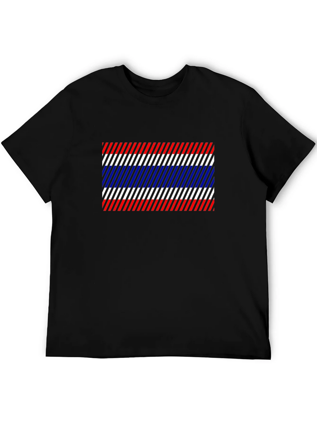 Thailand Flag Diagonal Stripes Black T-Shirt