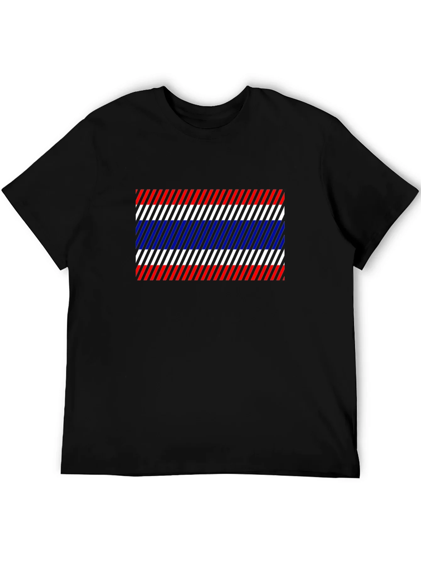 Thailand Flag Diagonal Stripes Black T-Shirt