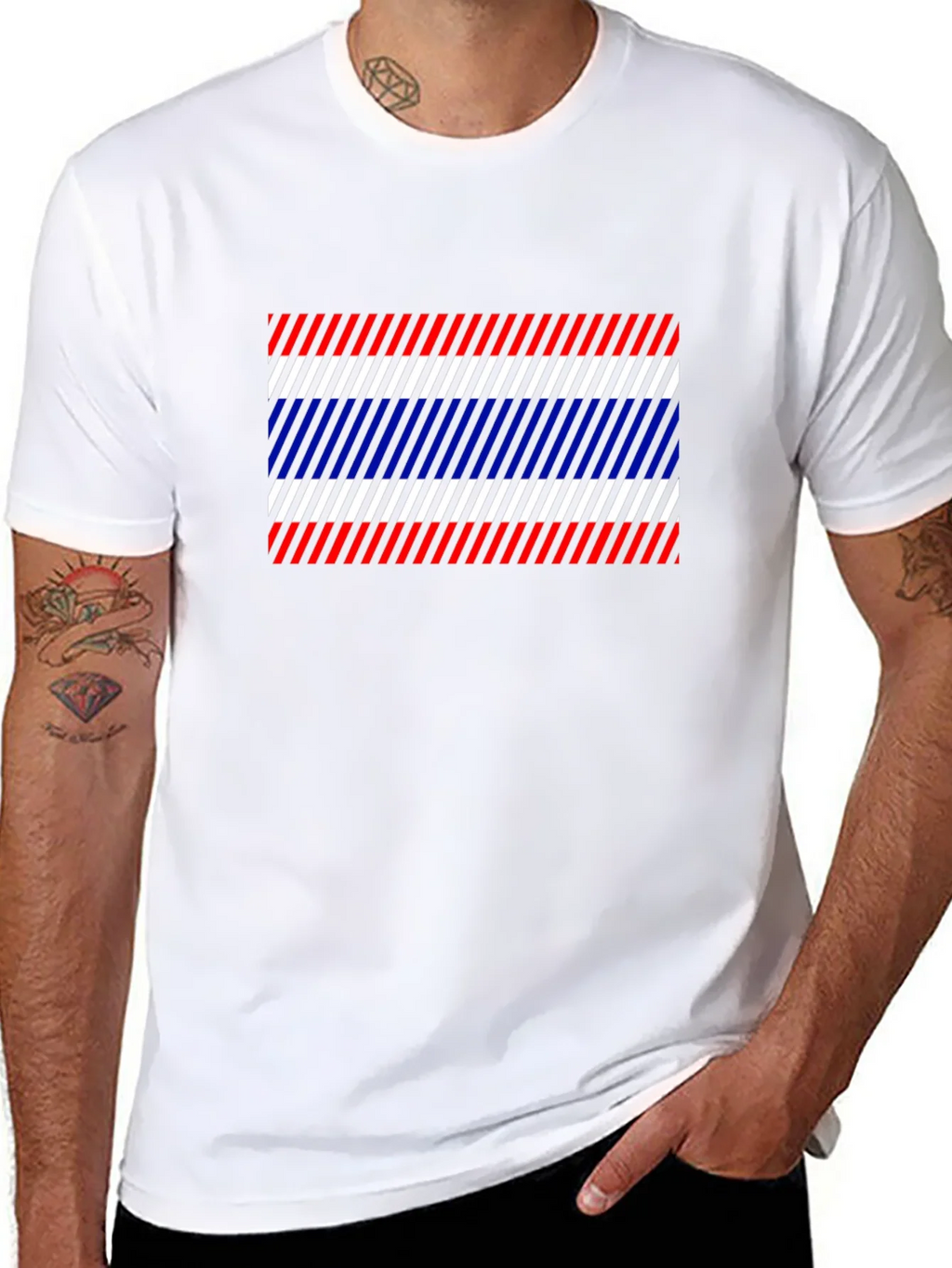 Thailand Flag Diagonal Stripes Black T-Shirt