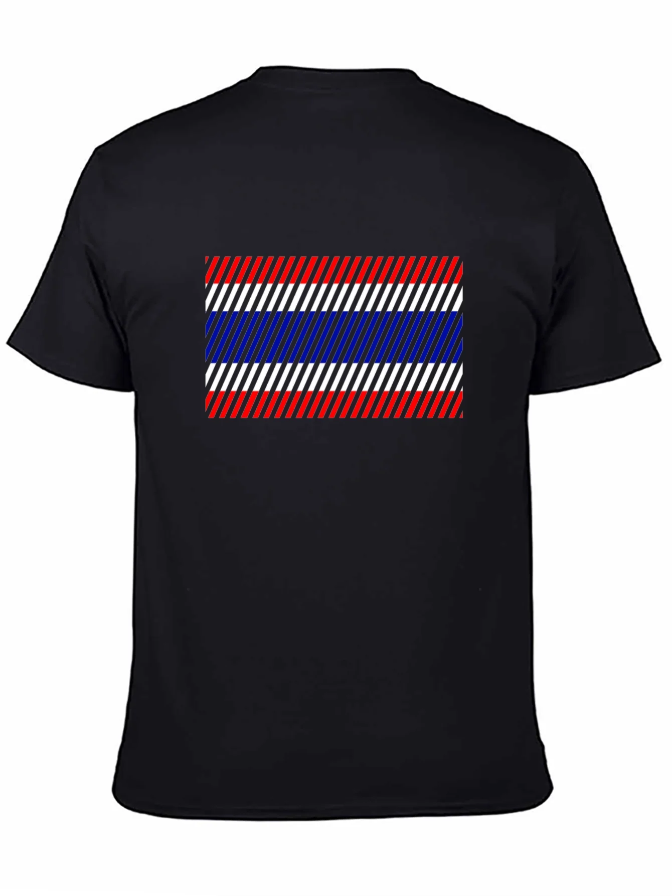 Thailand Flag Diagonal Stripes Black T-Shirt