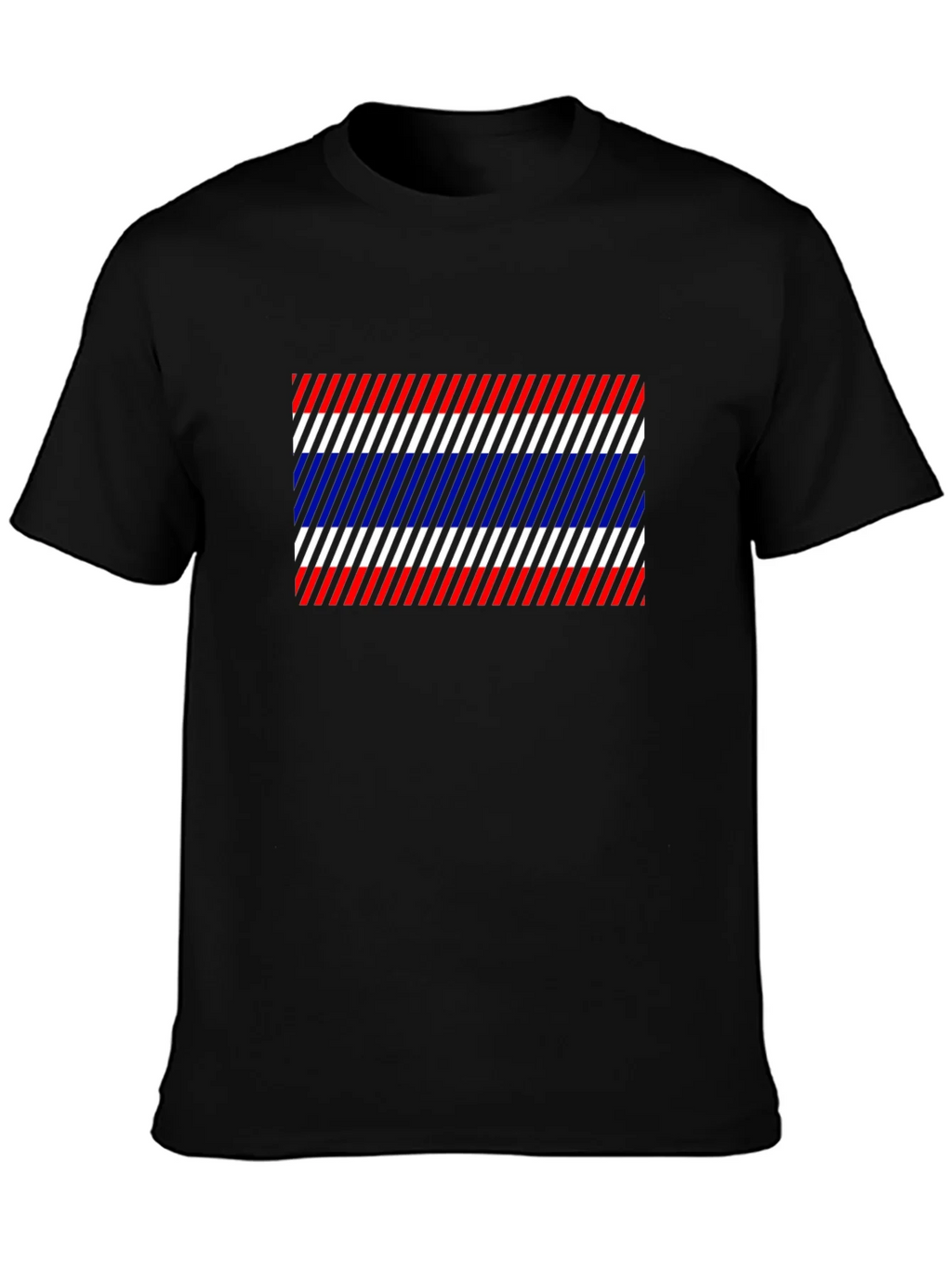 Thailand Flag Diagonal Stripes Black T-Shirt