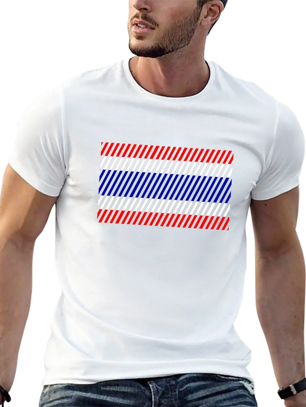 Thailand Flag Diagonal Stripes Black T-Shirt