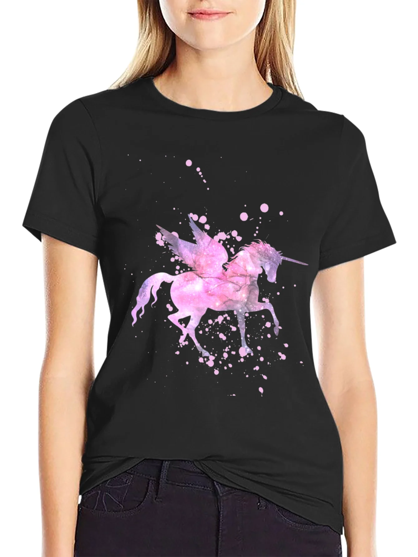Unicorn Pegasus Graphic T-Shirt - Black Cotton Tee
