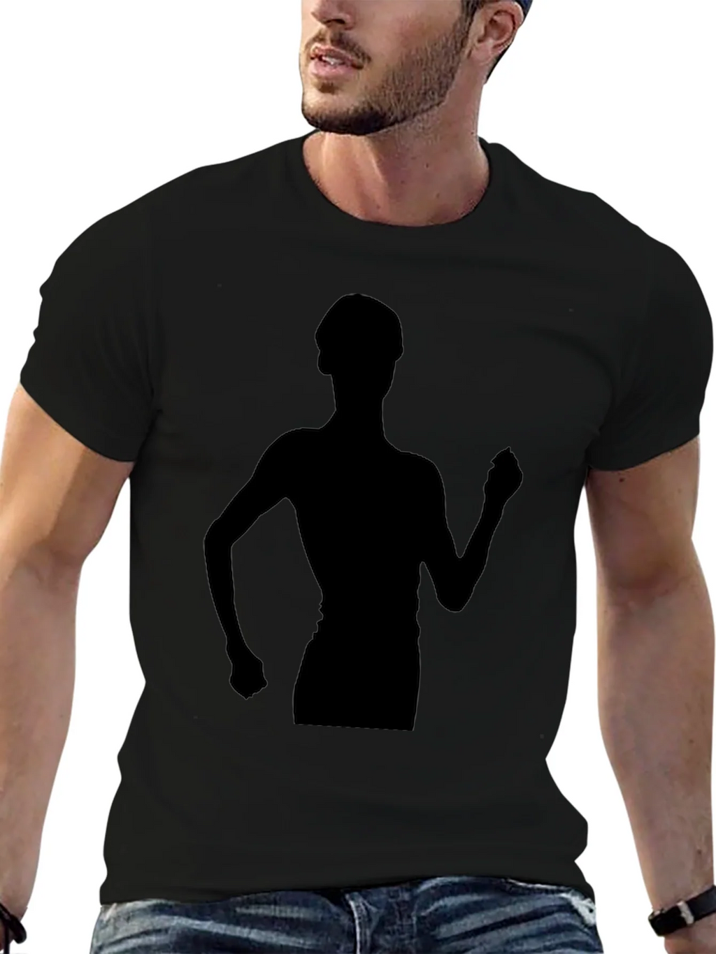 Silhouette Runner Graphic Tee - Black Cotton Comfort