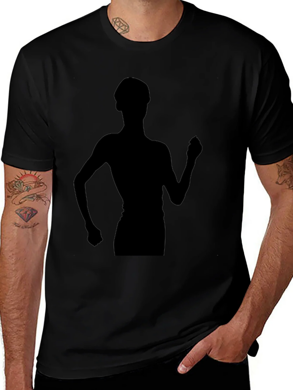 Silhouette Runner Graphic Tee - Black Cotton Comfort