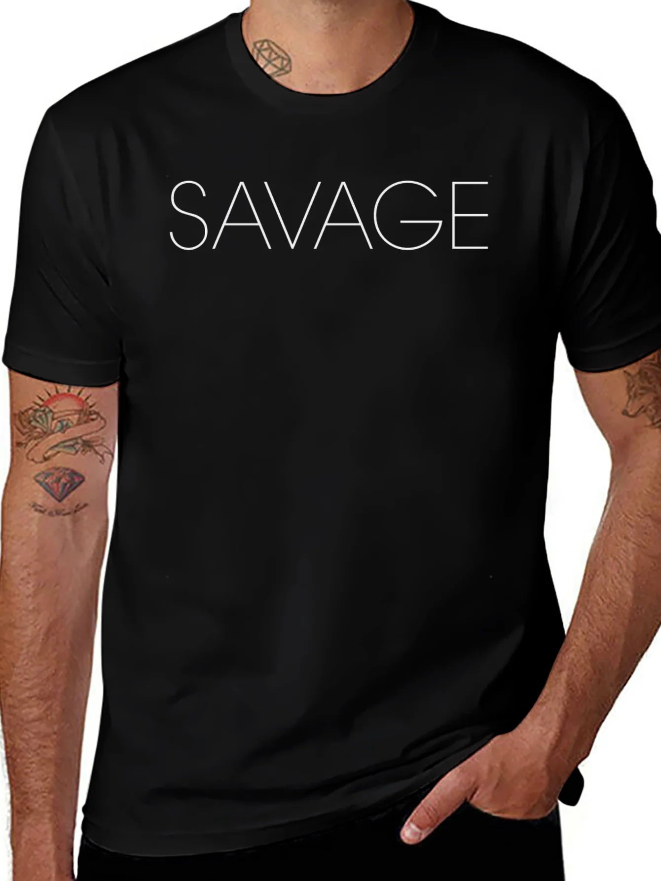 Savage Graphic Print Tee - Black Casual Shirt
