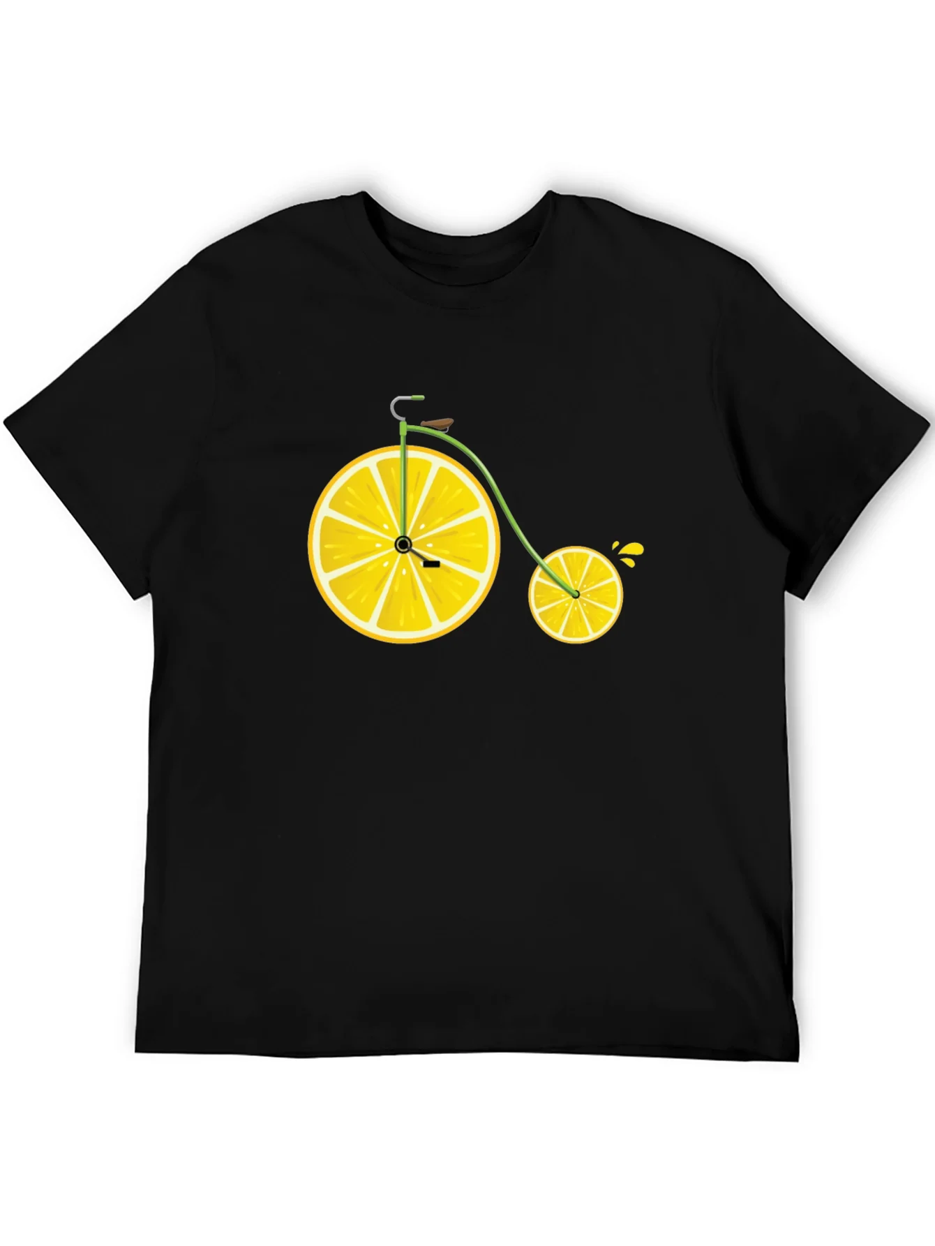 Lemon Bicycle Graphic Tee - Novelty Fruit Bike T-Shirt