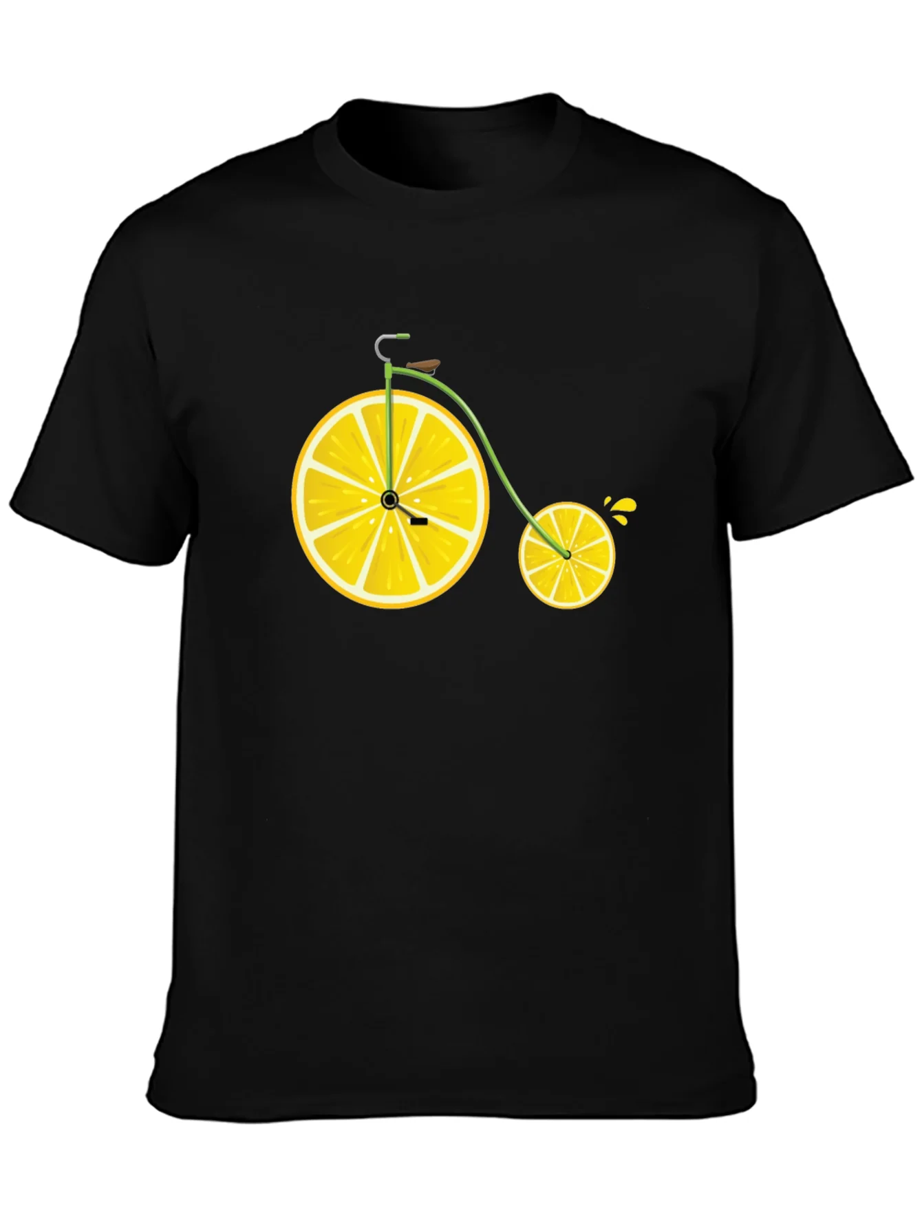 Lemon Bicycle Graphic Tee - Novelty Fruit Bike T-Shirt