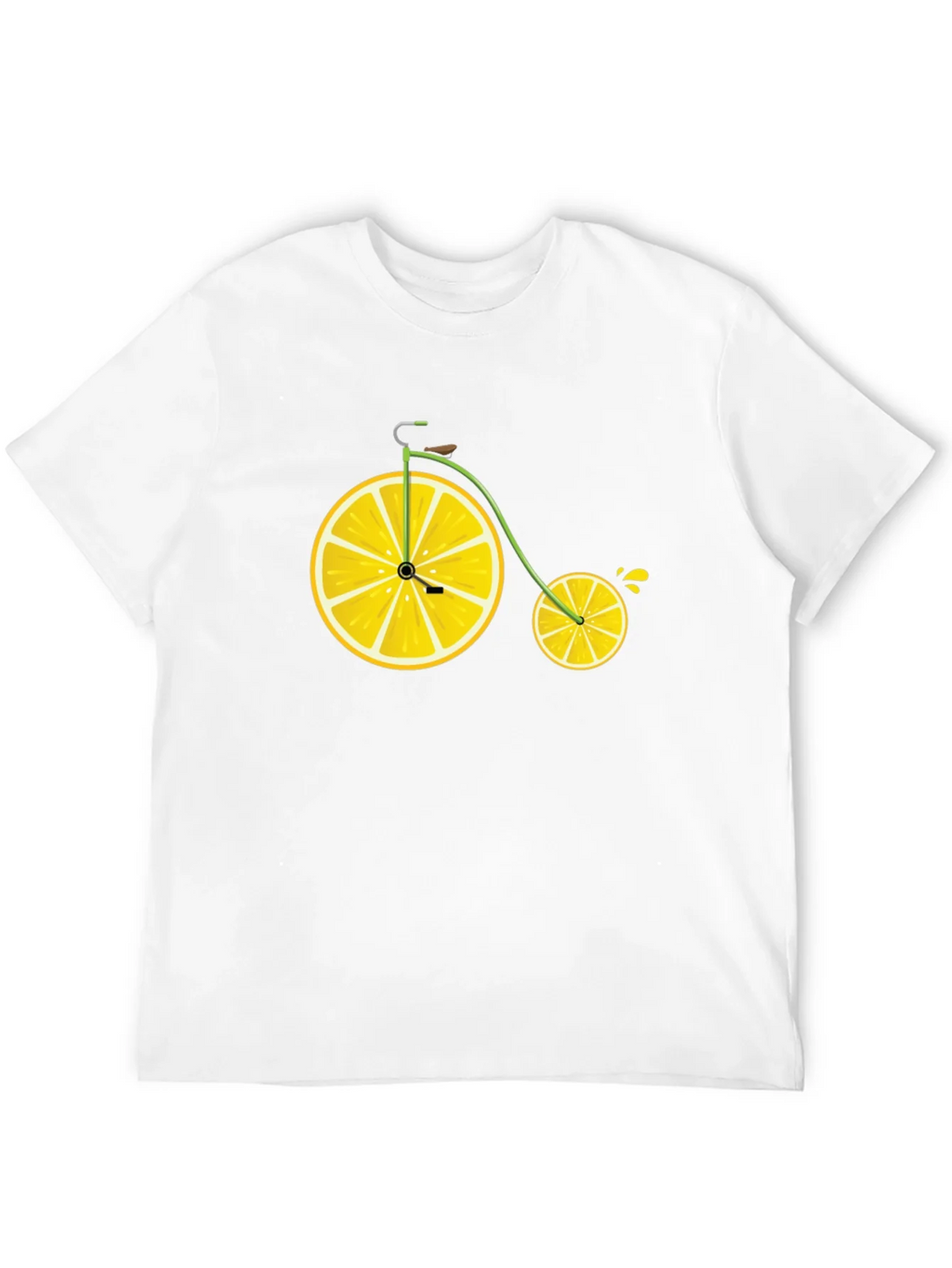 Lemon Bicycle Graphic Tee - Novelty Fruit Bike T-Shirt