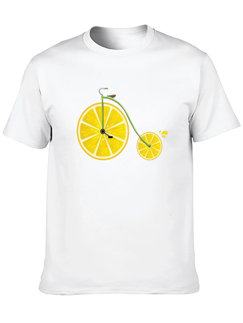 Lemon Bicycle Graphic Tee - Novelty Fruit Bike T-Shirt