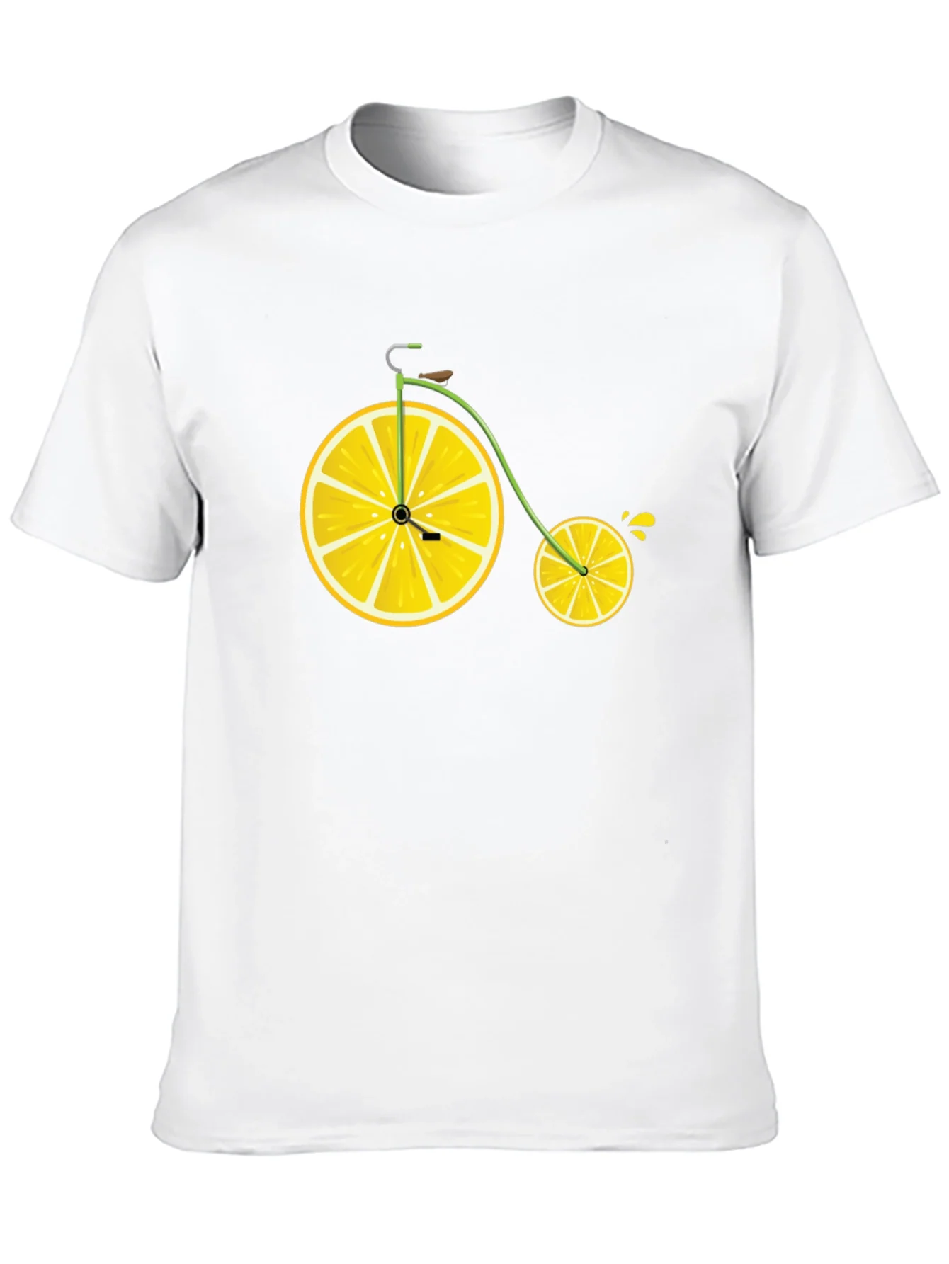 Lemon Bicycle Graphic Tee - Novelty Fruit Bike T-Shirt