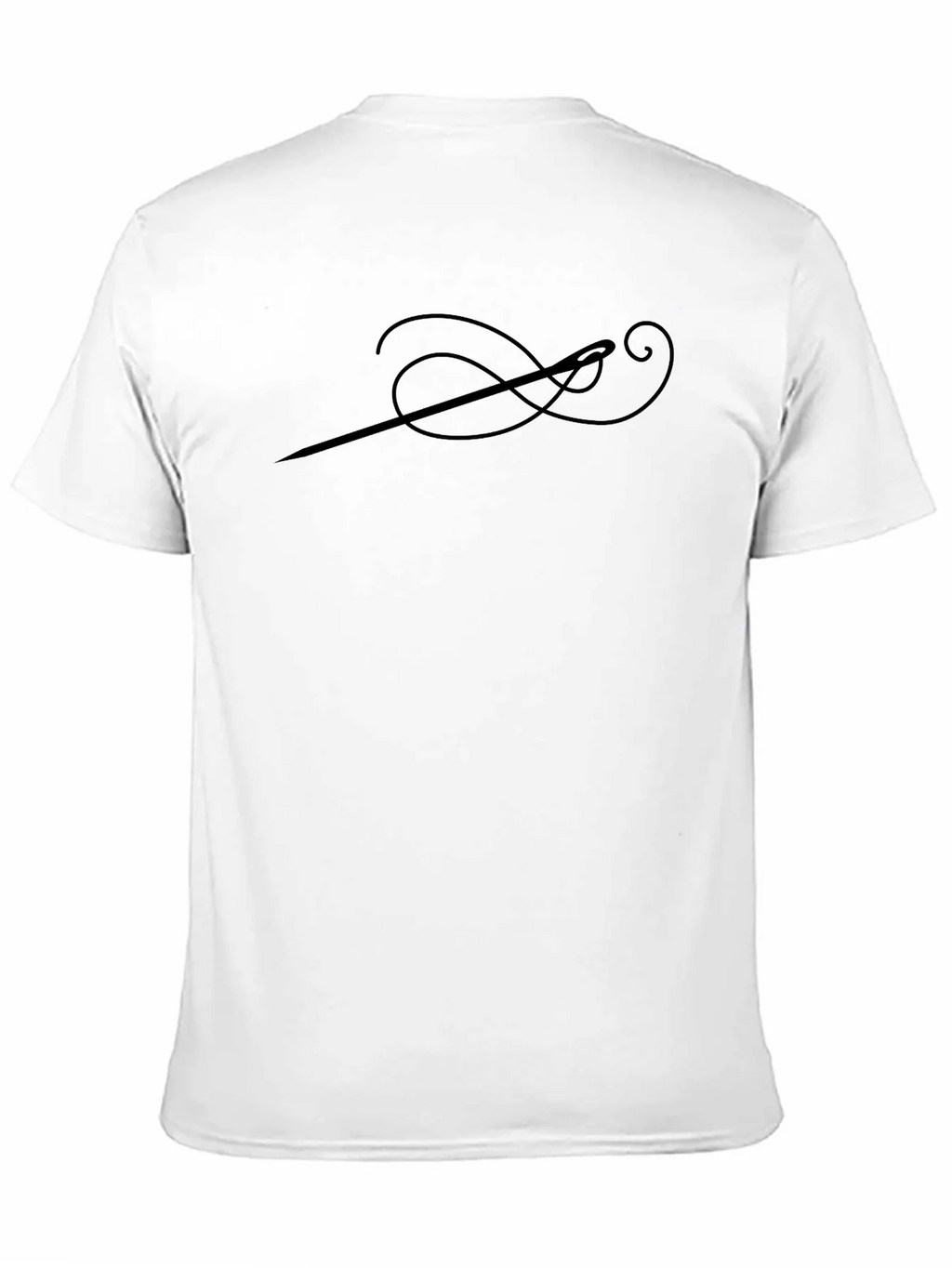 Mens Black T-Shirt with Sewing Needle Design