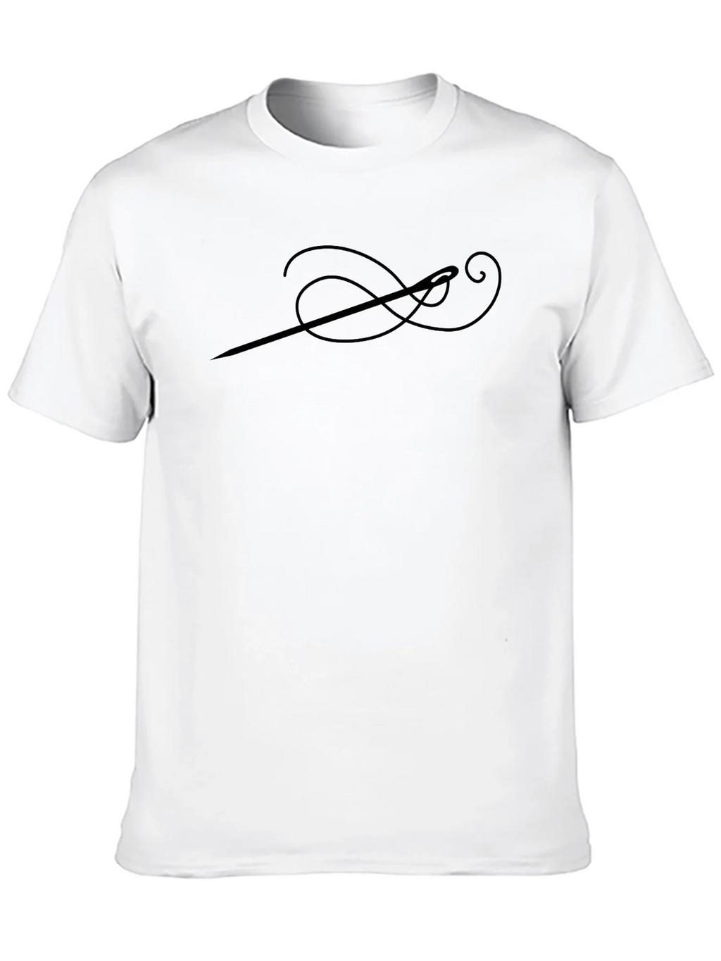 Mens Black T-Shirt with Sewing Needle Design