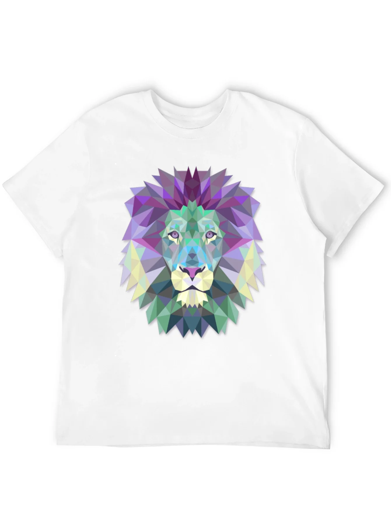 Geometric Lion Graphic Tee - Modern Mens T-Shirt