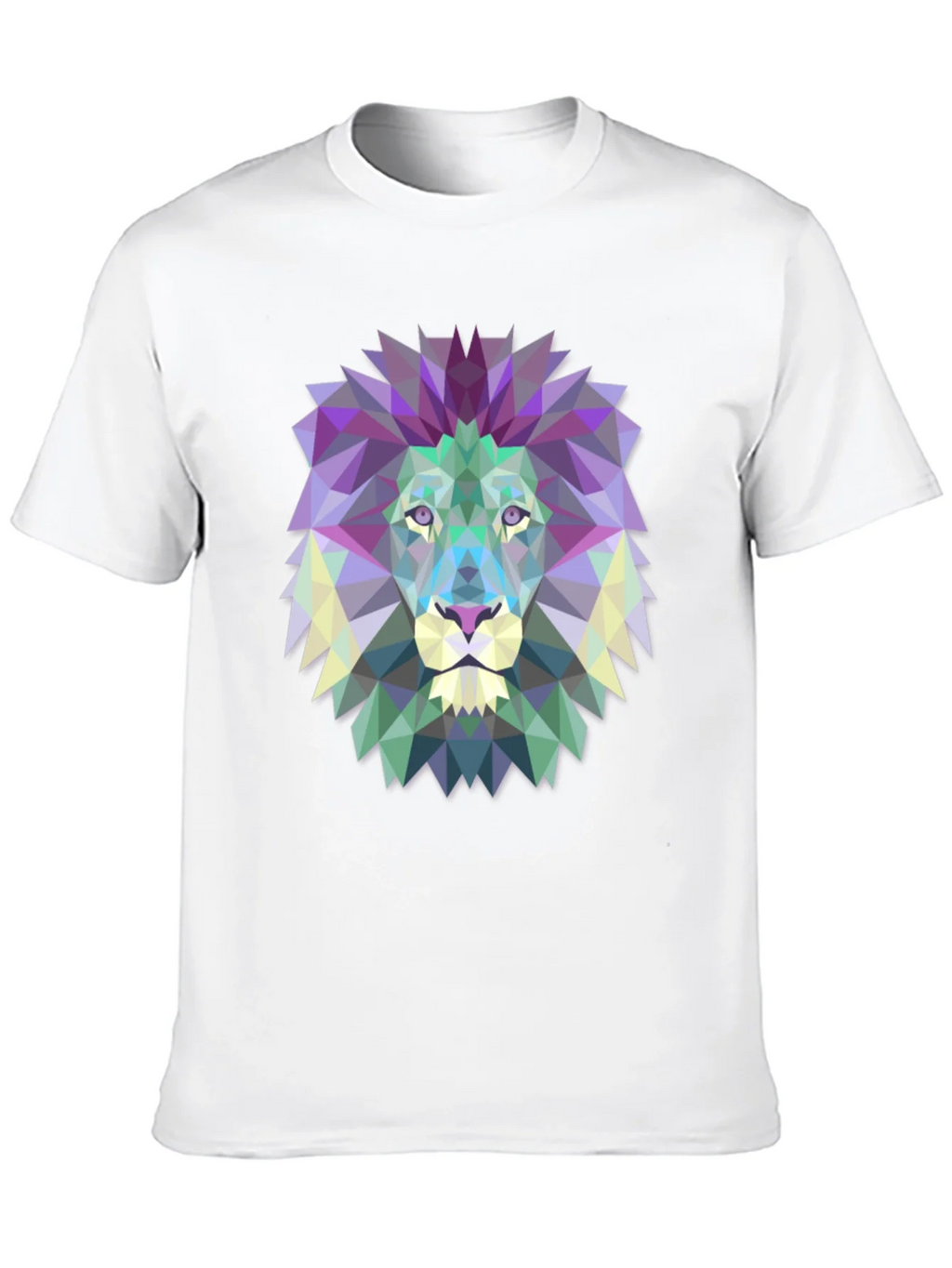 Geometric Lion Graphic Tee - Modern Mens T-Shirt