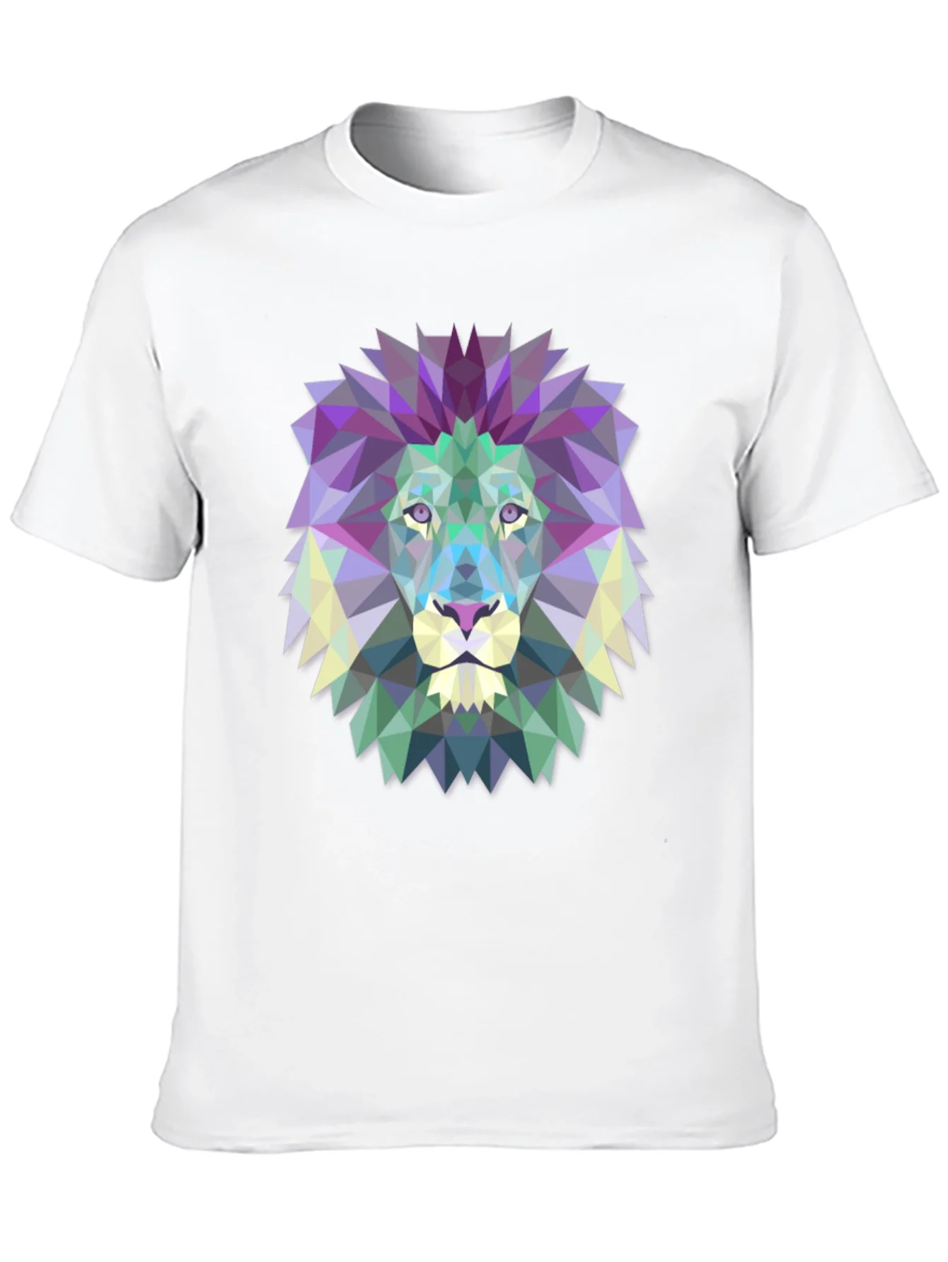 Geometric Lion Graphic Tee - Modern Mens T-Shirt