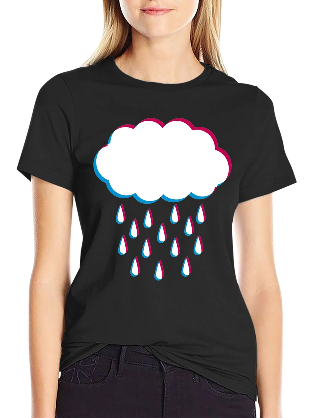 Rain Cloud Graphic Tee - Black Cotton Blend