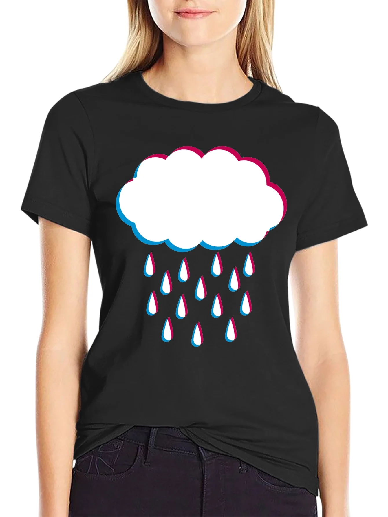 Rain Cloud Graphic Tee - Black Cotton Blend