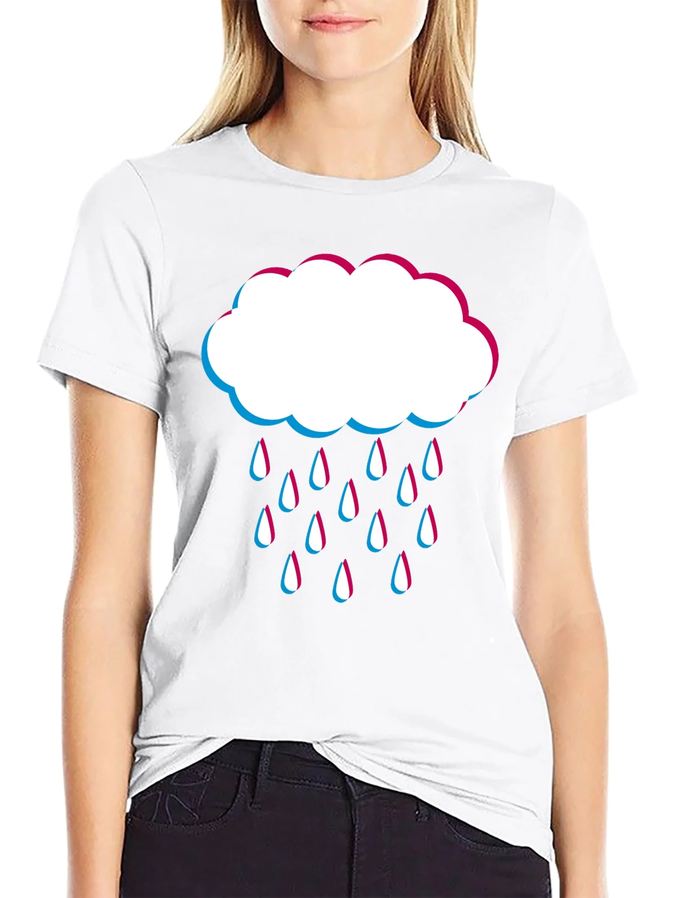 Rain Cloud Graphic Tee - Black Cotton Blend