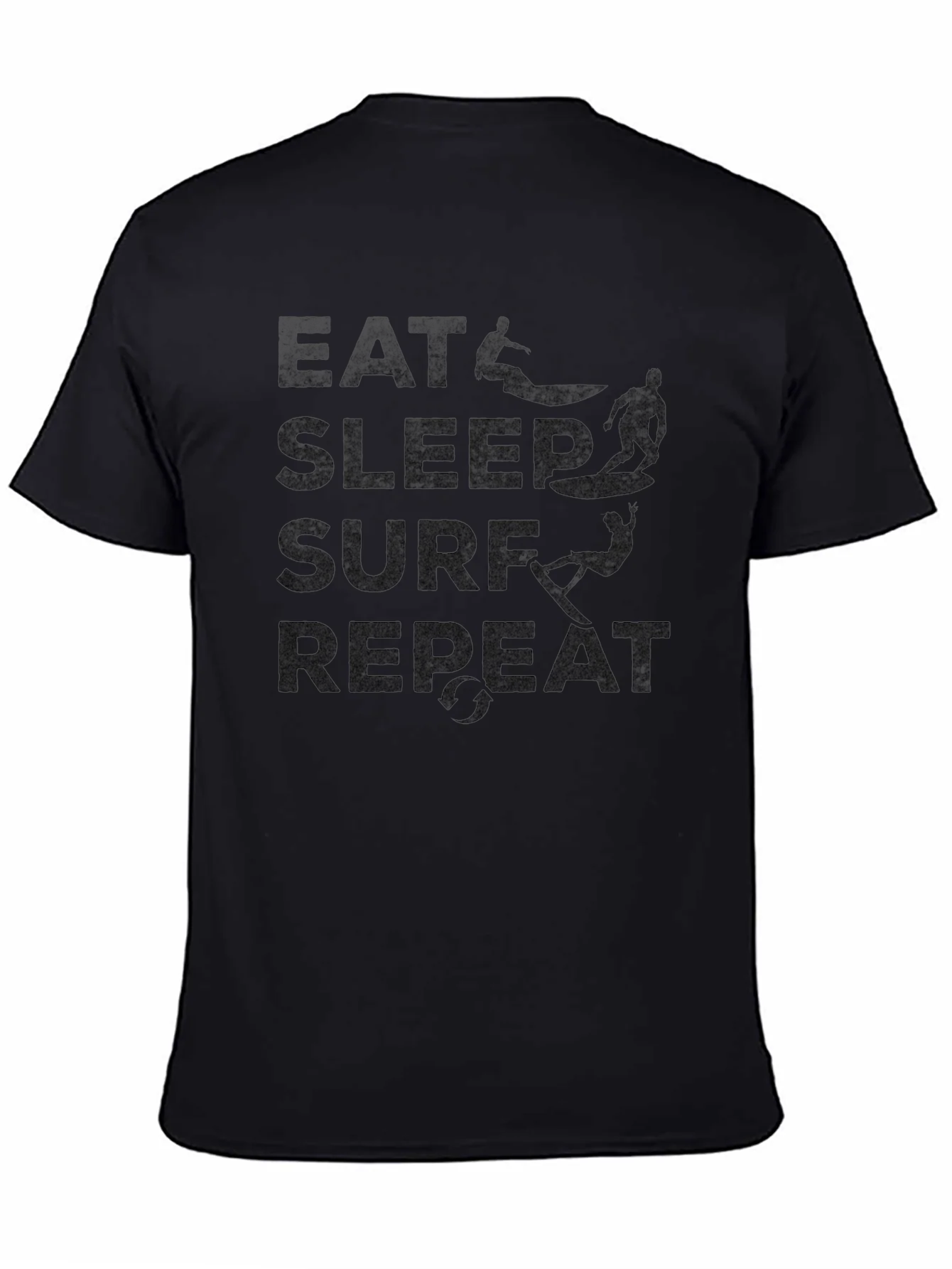 Eat Sleep Surf Repeat Black Graphic Tee