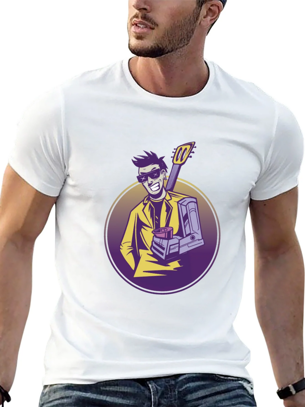 Cool Musician Graphic T-Shirt - Black
