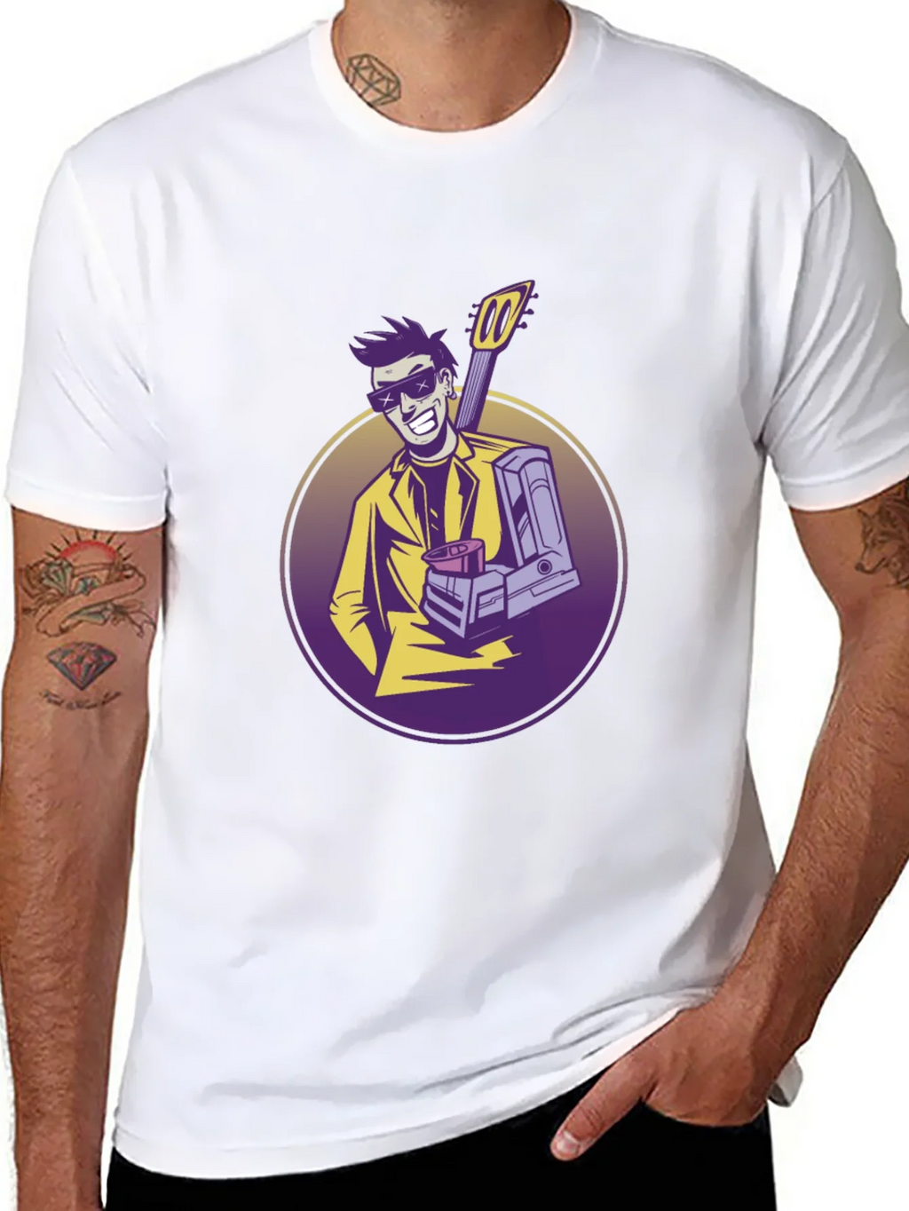 Cool Musician Graphic T-Shirt - Black