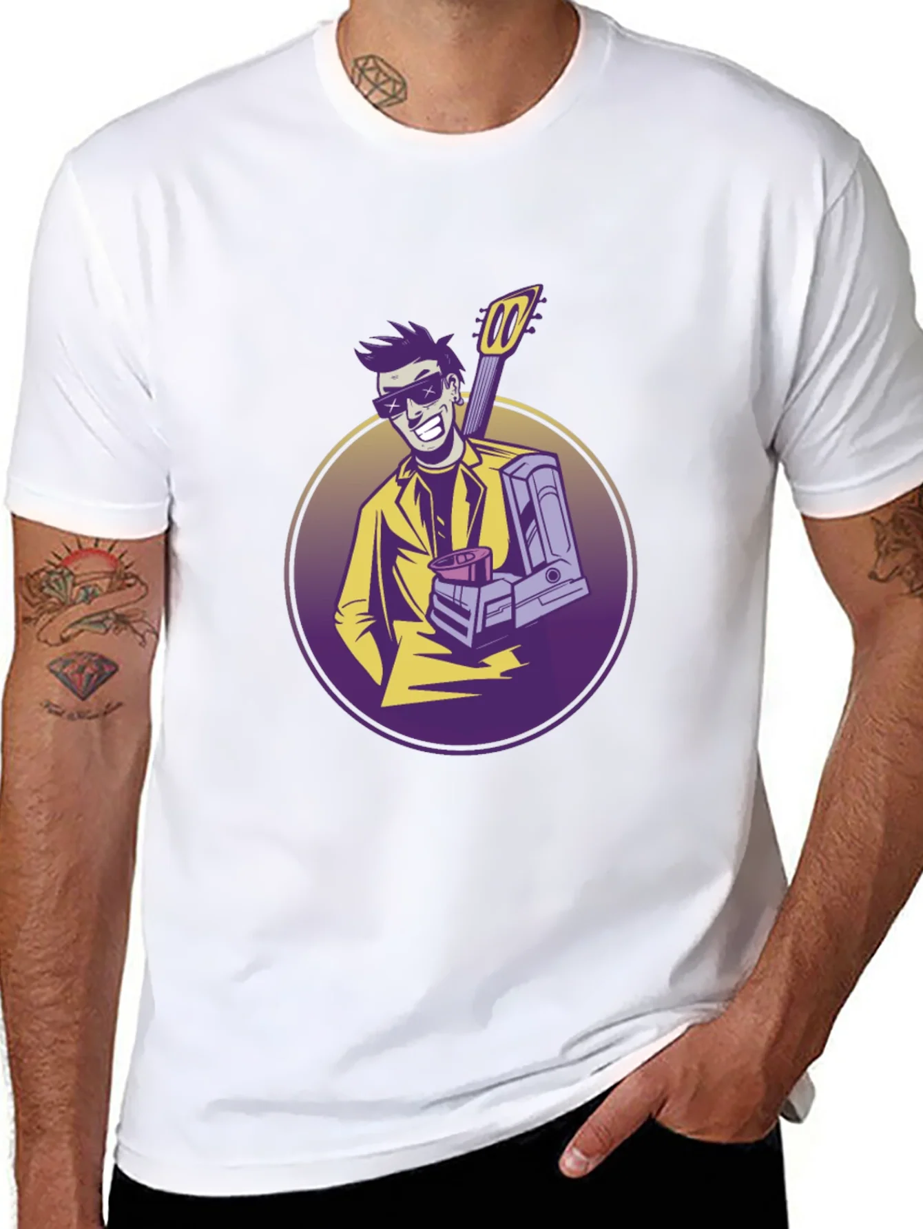 Cool Musician Graphic T-Shirt - Black