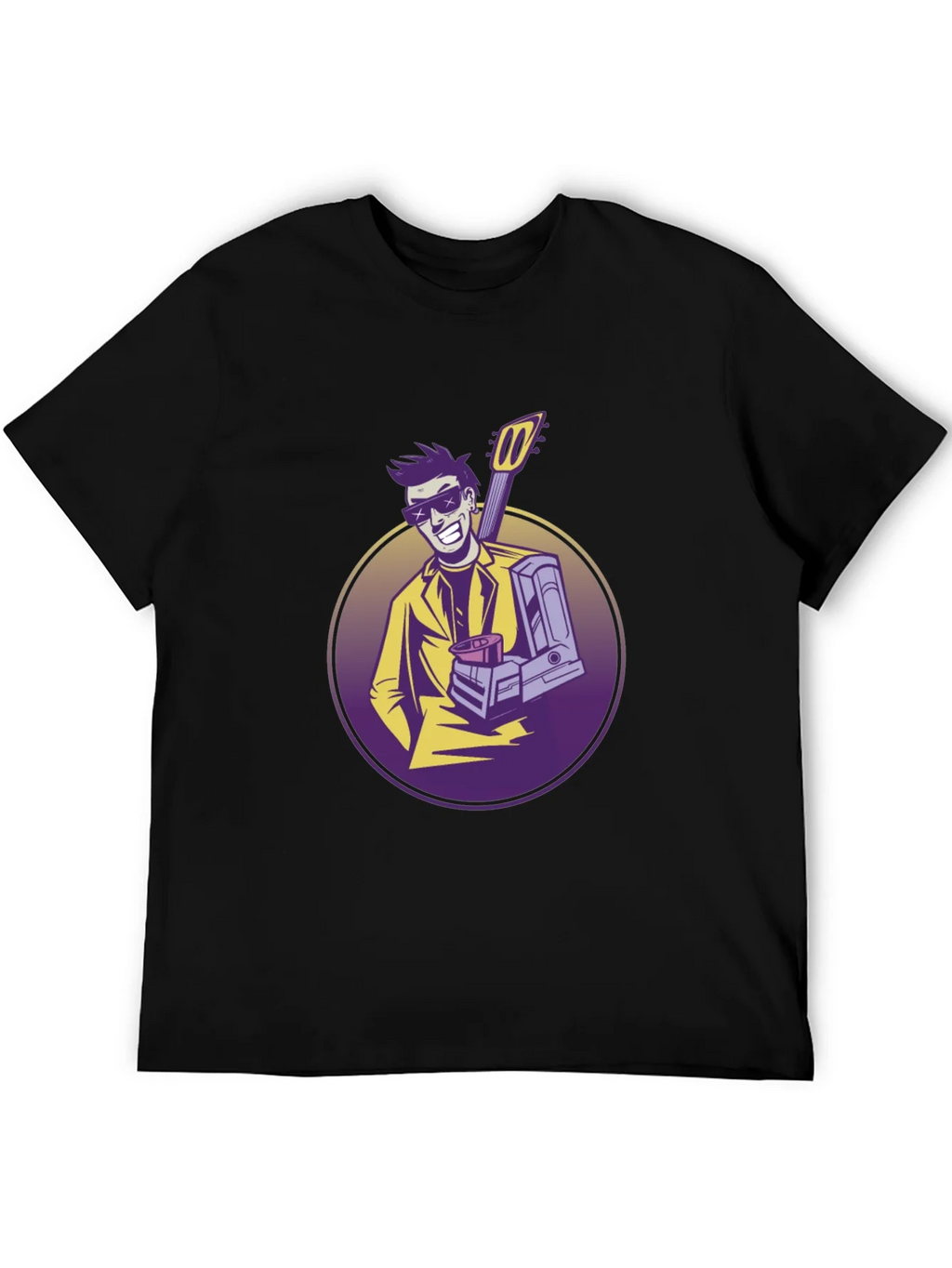 Cool Musician Graphic T-Shirt - Black