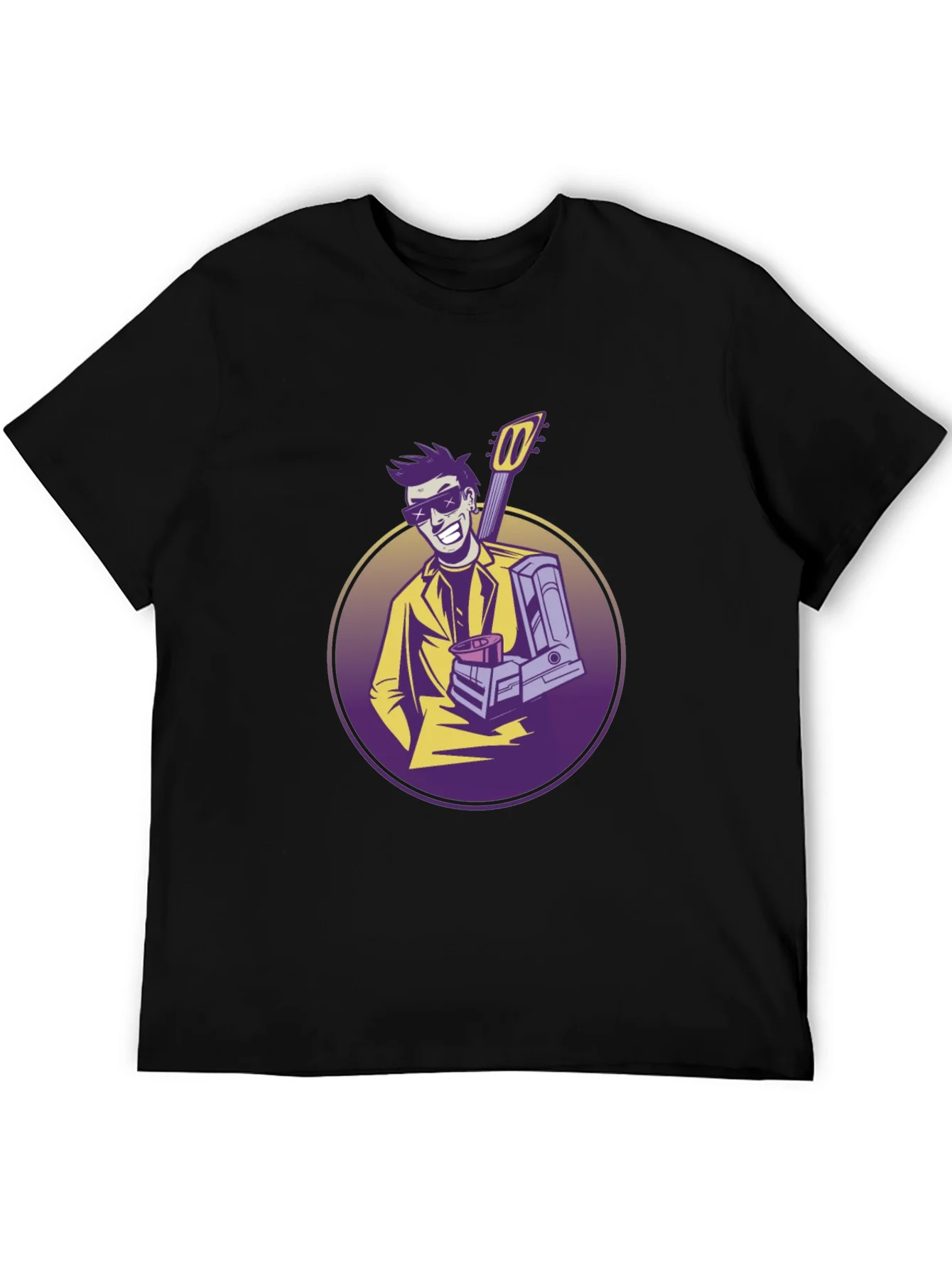 Cool Musician Graphic T-Shirt - Black