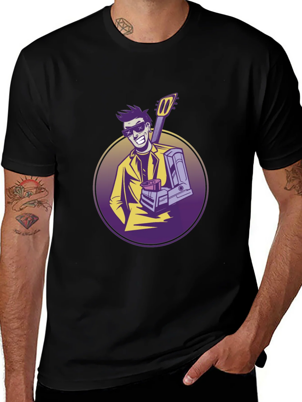 Cool Musician Graphic T-Shirt - Black