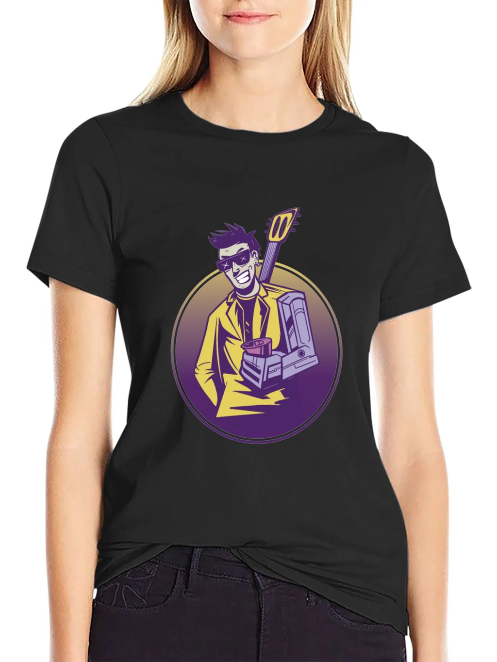 Cool Musician Graphic T-Shirt - Black