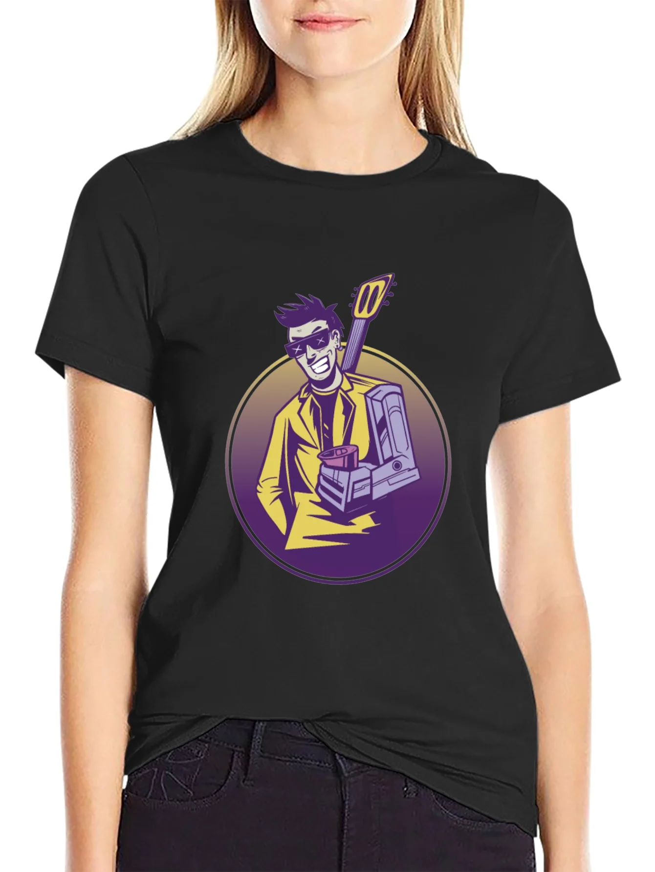 Cool Musician Graphic T-Shirt - Black