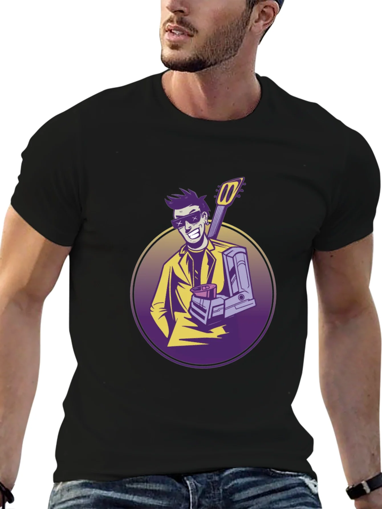 Cool Musician Graphic T-Shirt - Black