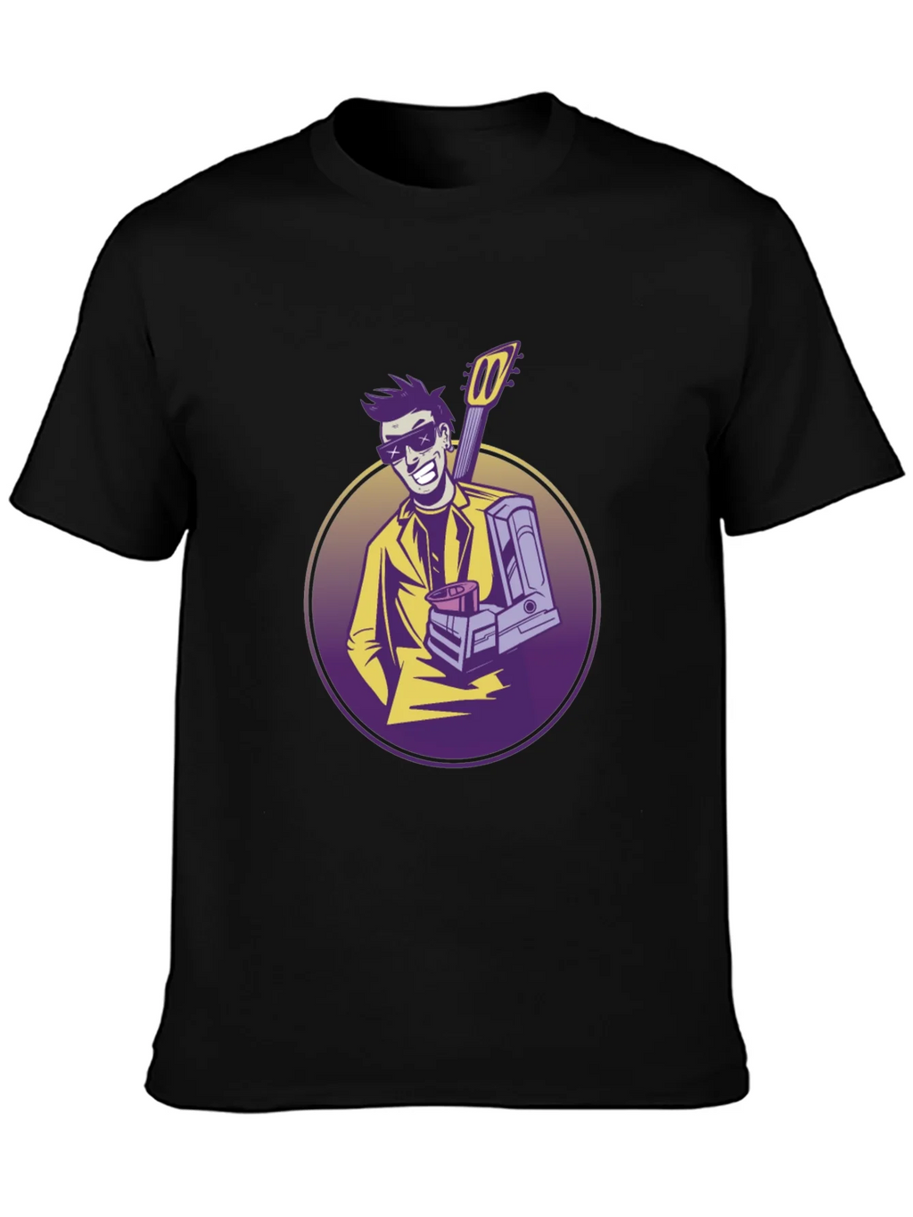 Cool Musician Graphic T-Shirt - Black